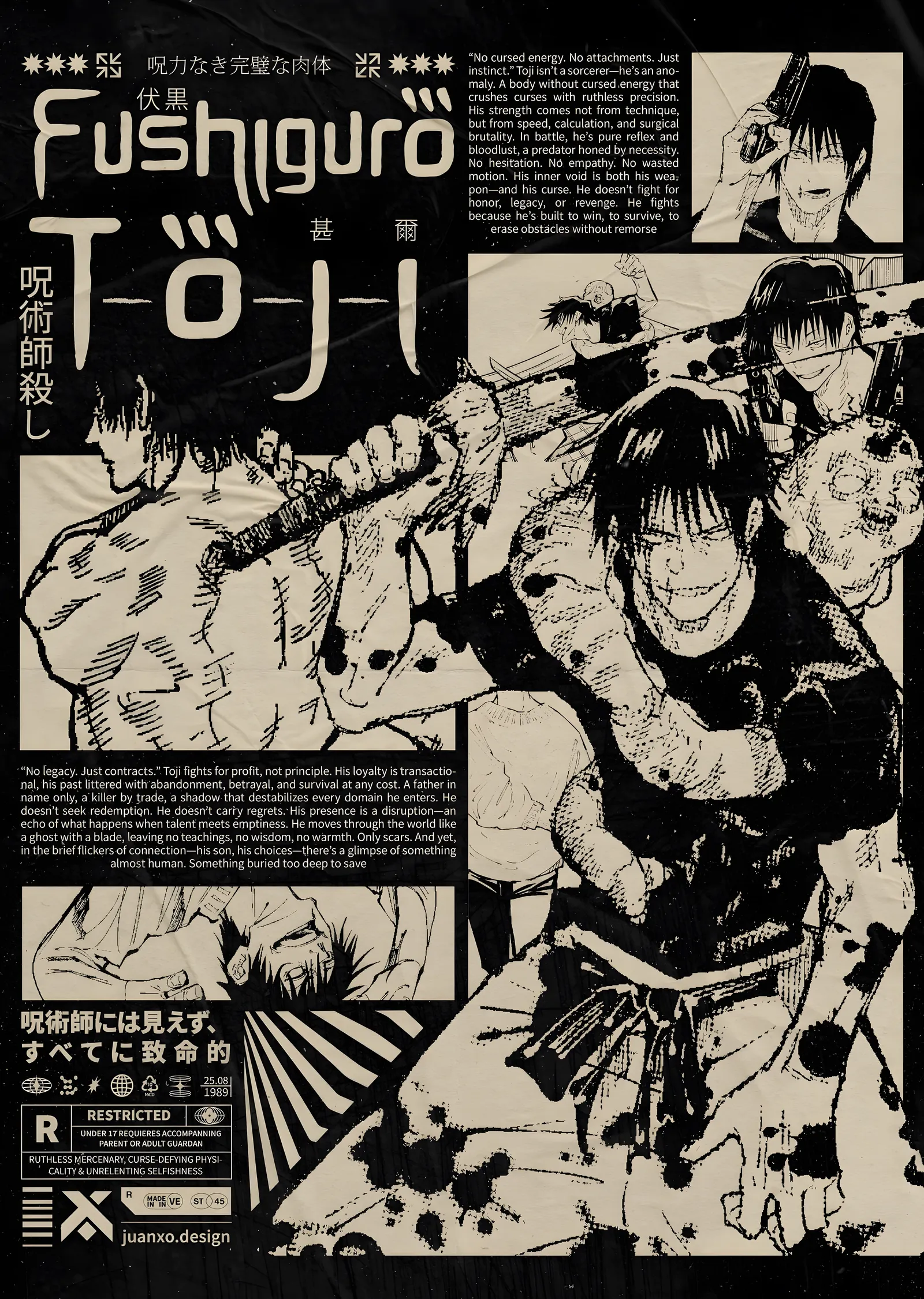 Jujutsu Kaisen: Fushiguro Toji Manga Kolajı metal tablo