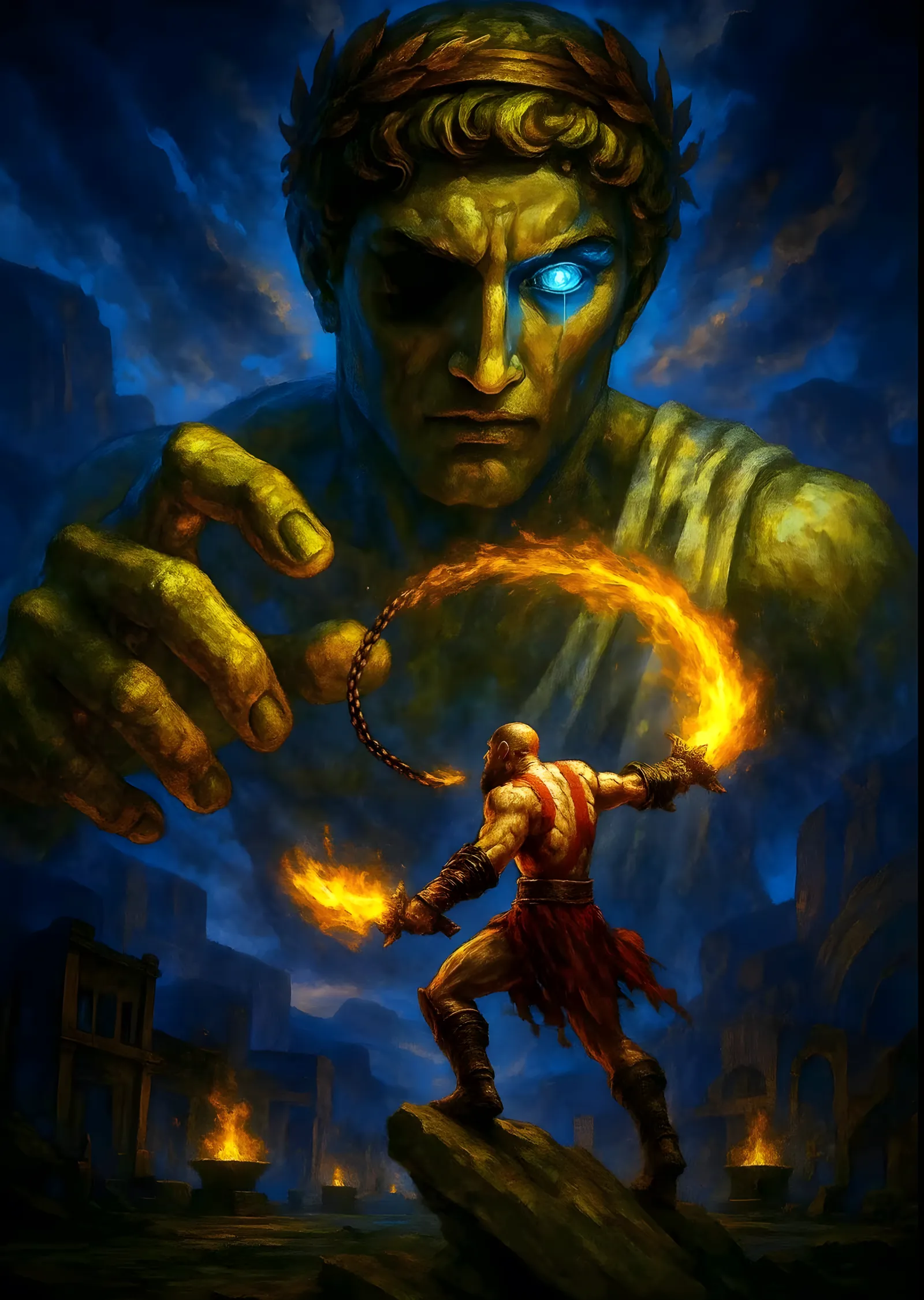 God of War: Dev Heykel metal tablo