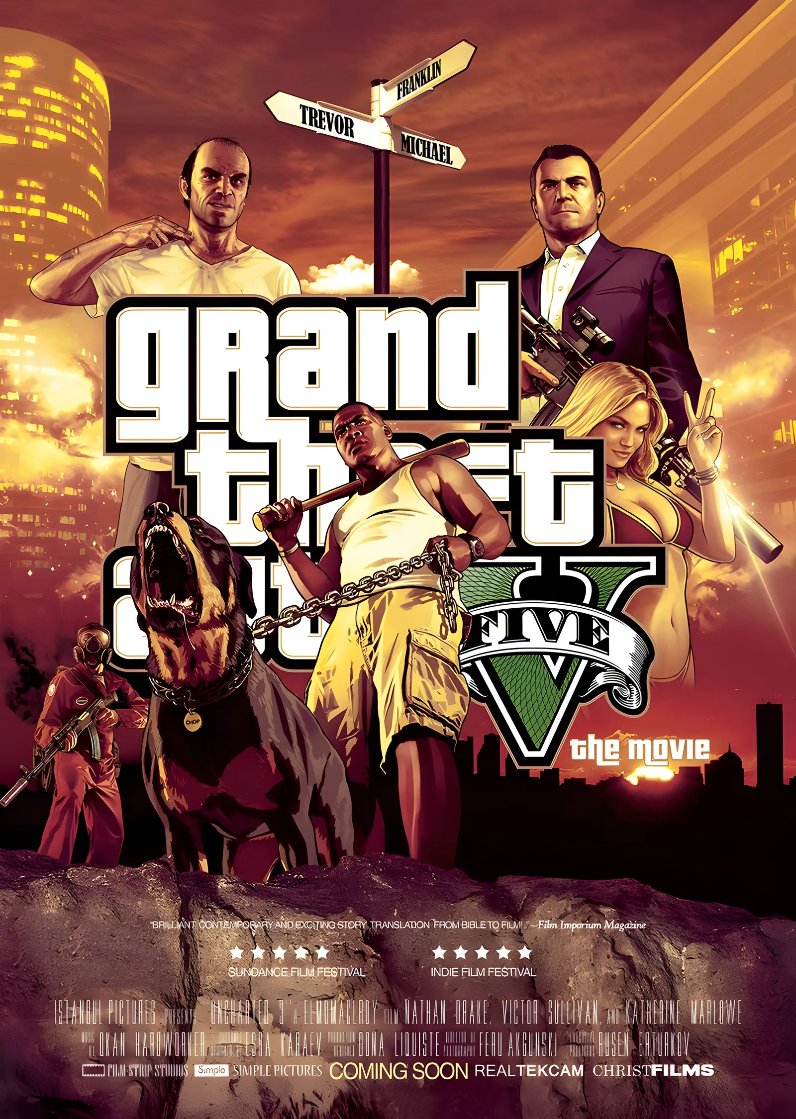 Grand Theft Auto V - Michael, Franklin, Trevor metal tablo