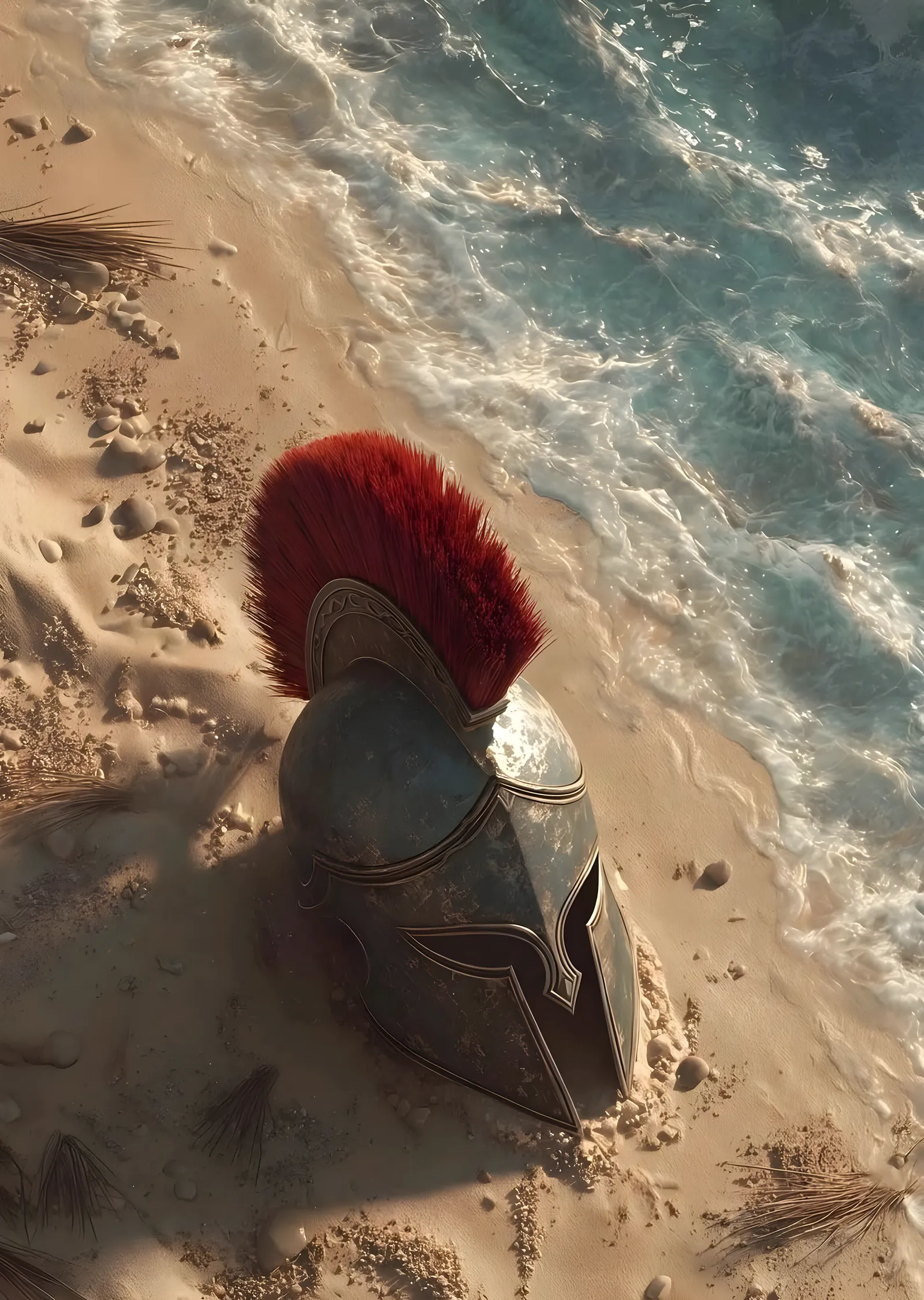 The Odyssey: Kıyıda Unutulmuş Miğfer metal tablo