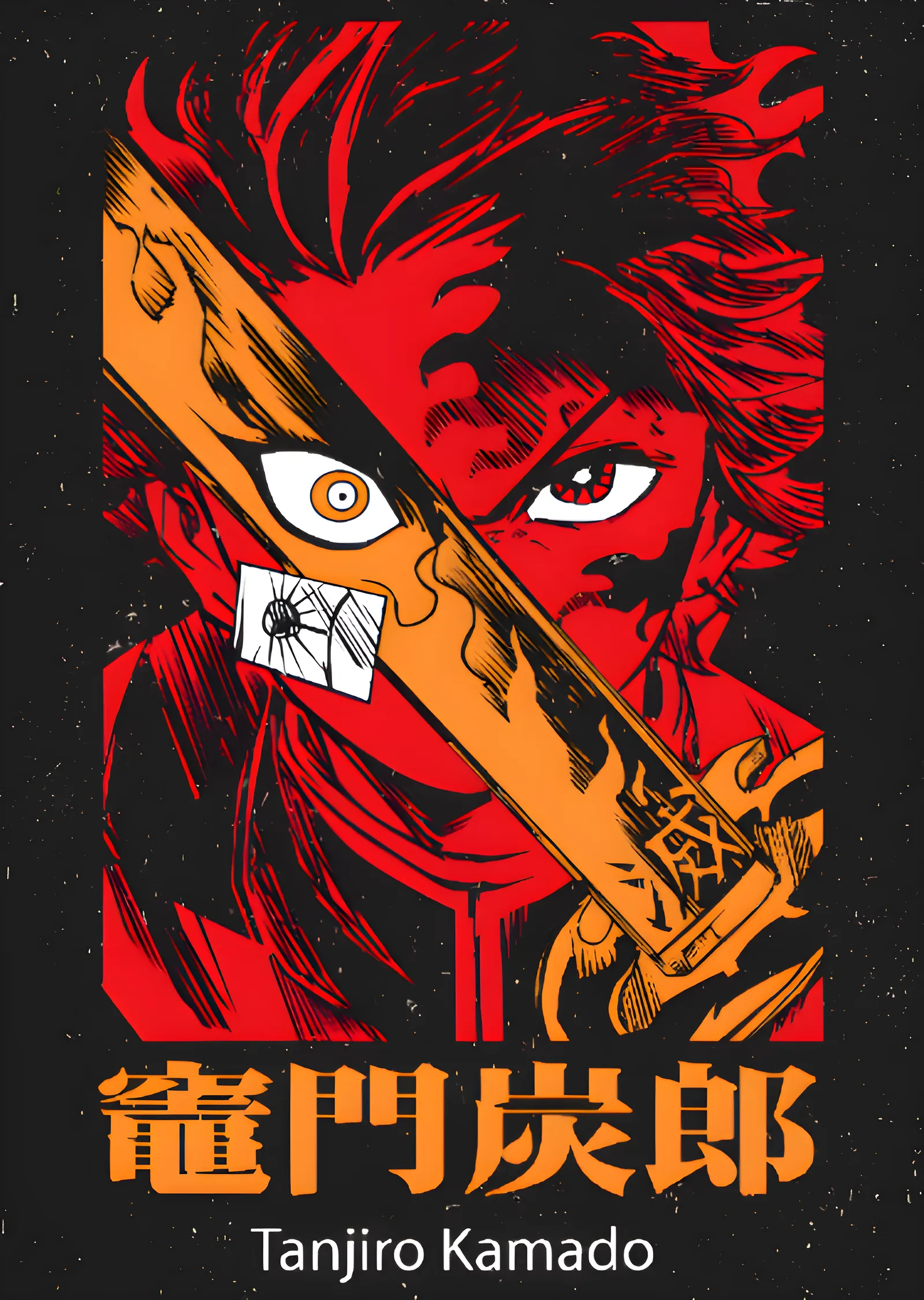 Demon Slayer: Tanjiro Kamado Alev Bakışı metal tablo