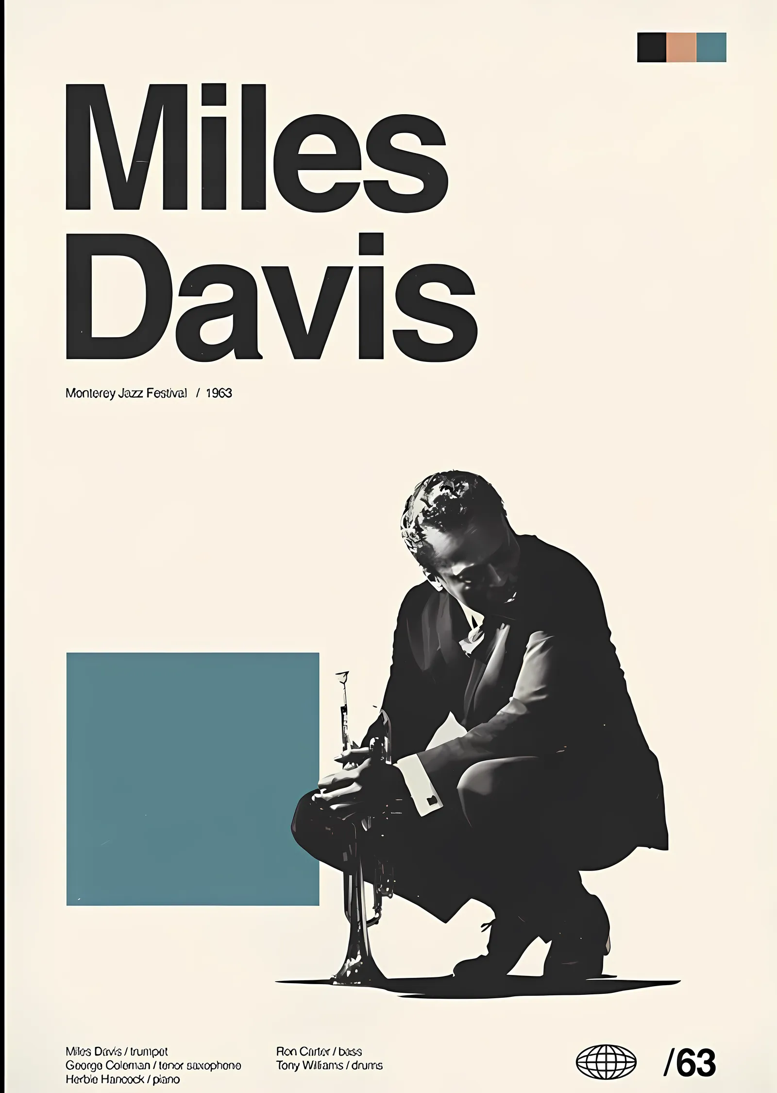 Miles Davis: Monterey Jazz Festival 1963 metal tablo