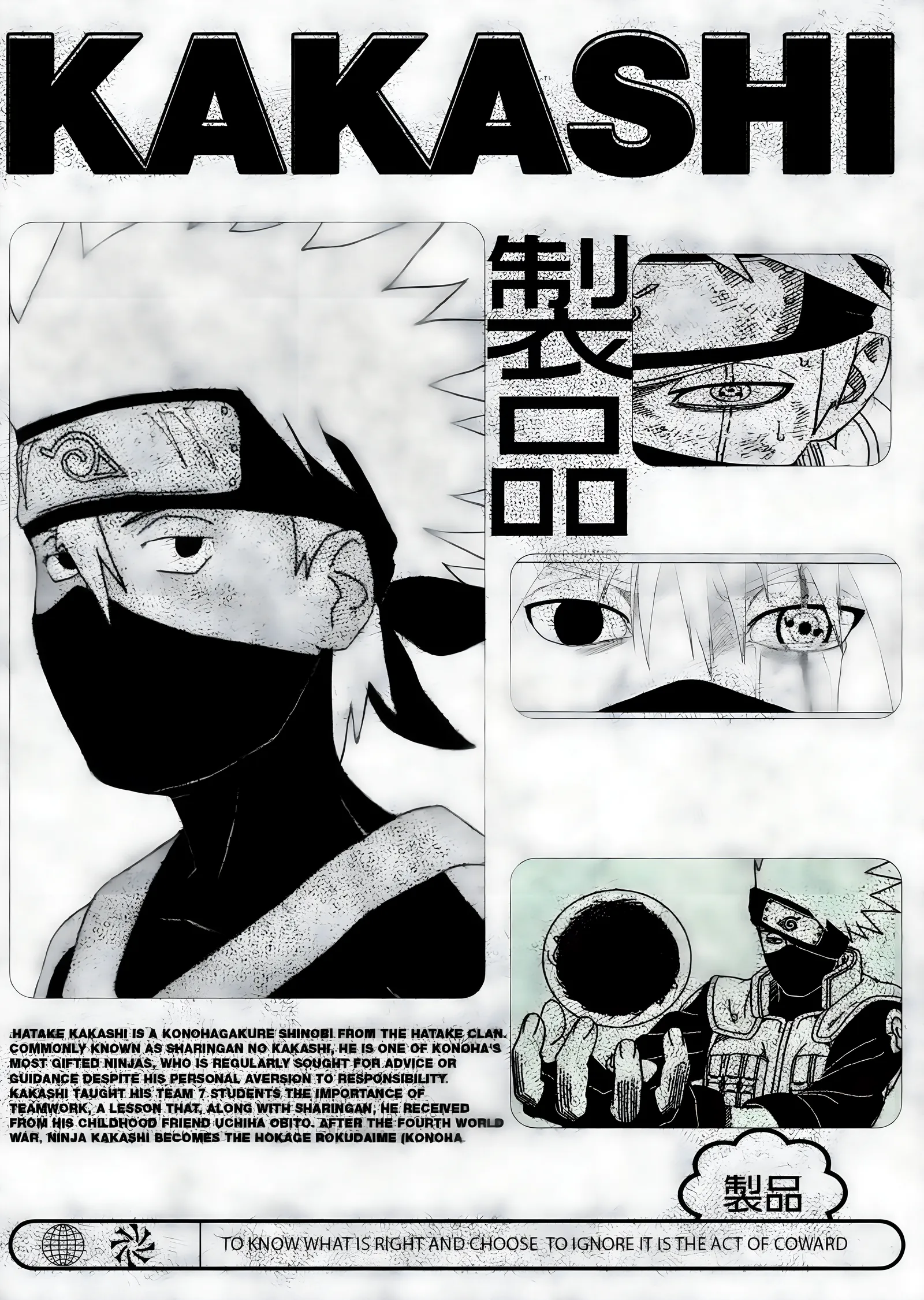 Naruto: Kakashi Hatake Grafik Panosu metal tablo