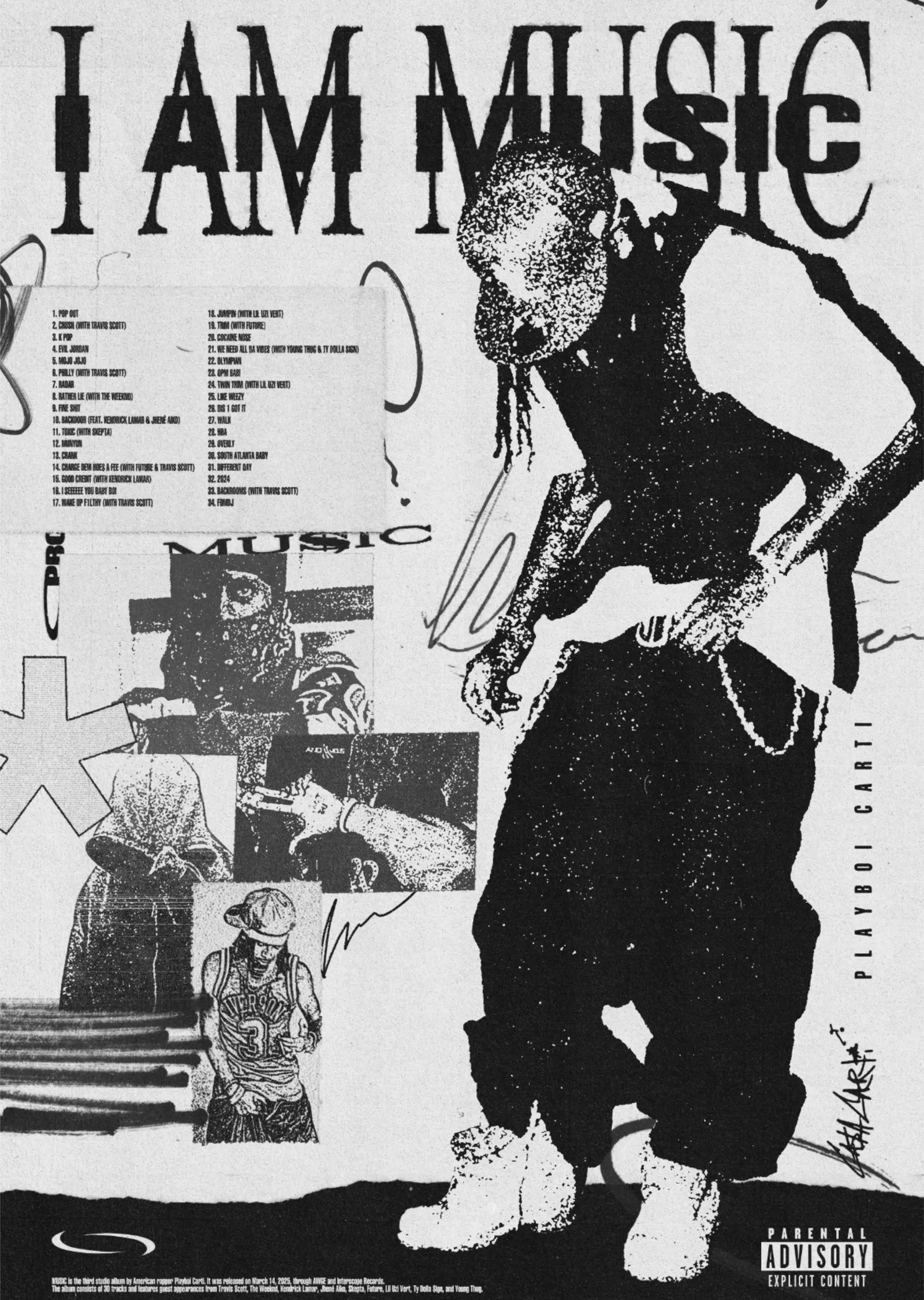 Playboi Carti: I Am Music Tracklist metal tablo