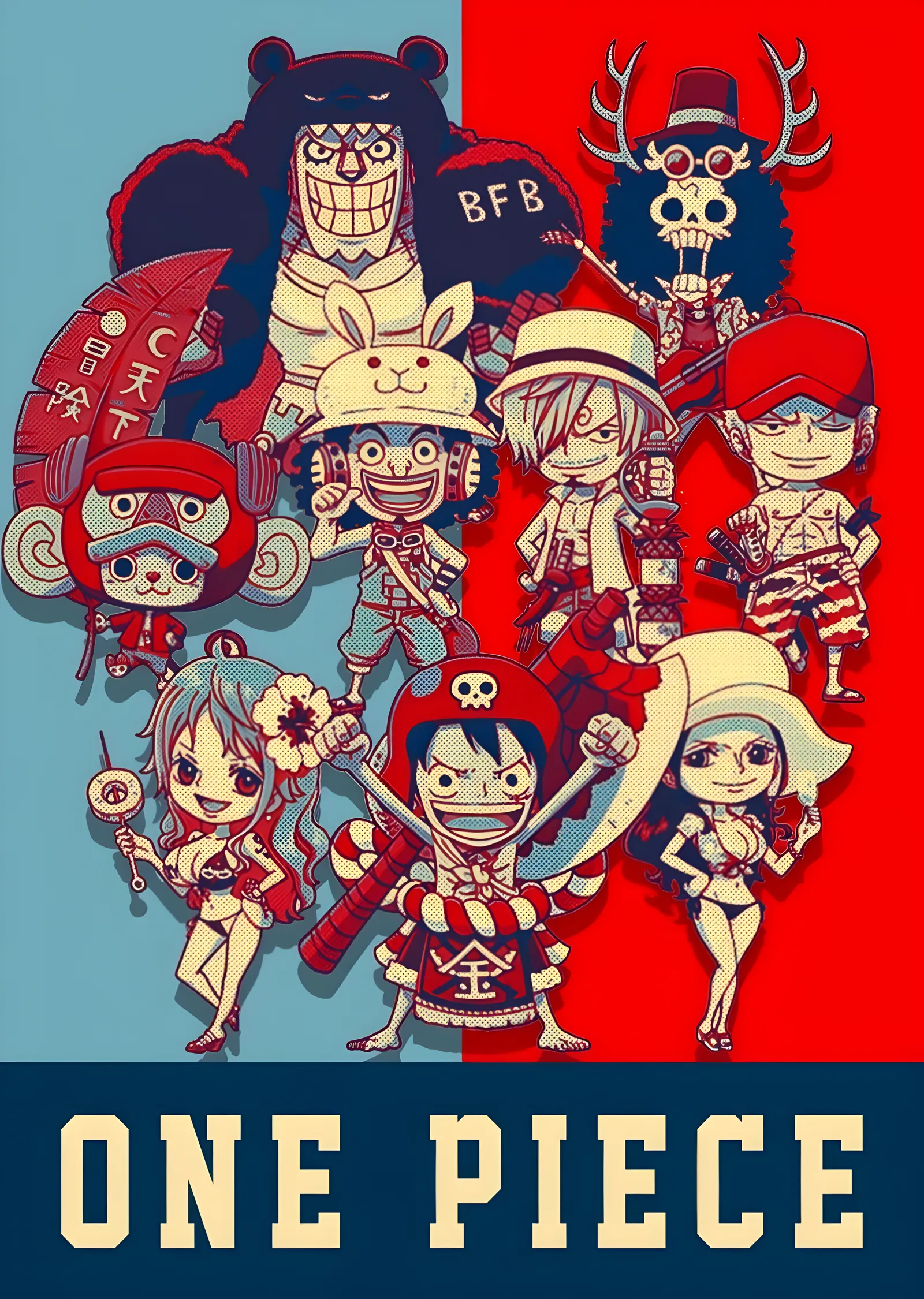 One Piece: Chibi Mürettebat Kolajı metal tablo