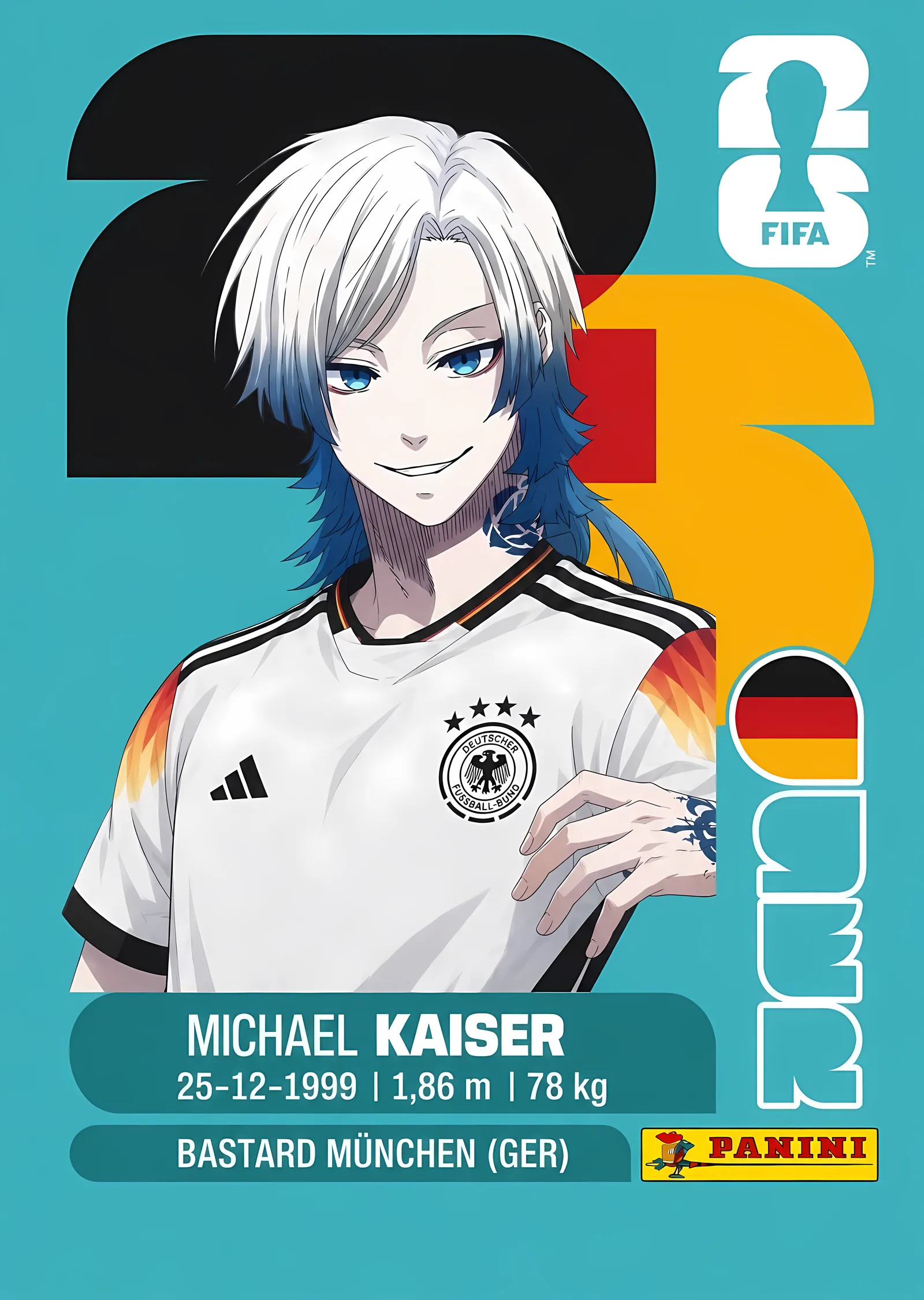 Blue Lock: Michael Kaiser Futbol Kartı metal tablo