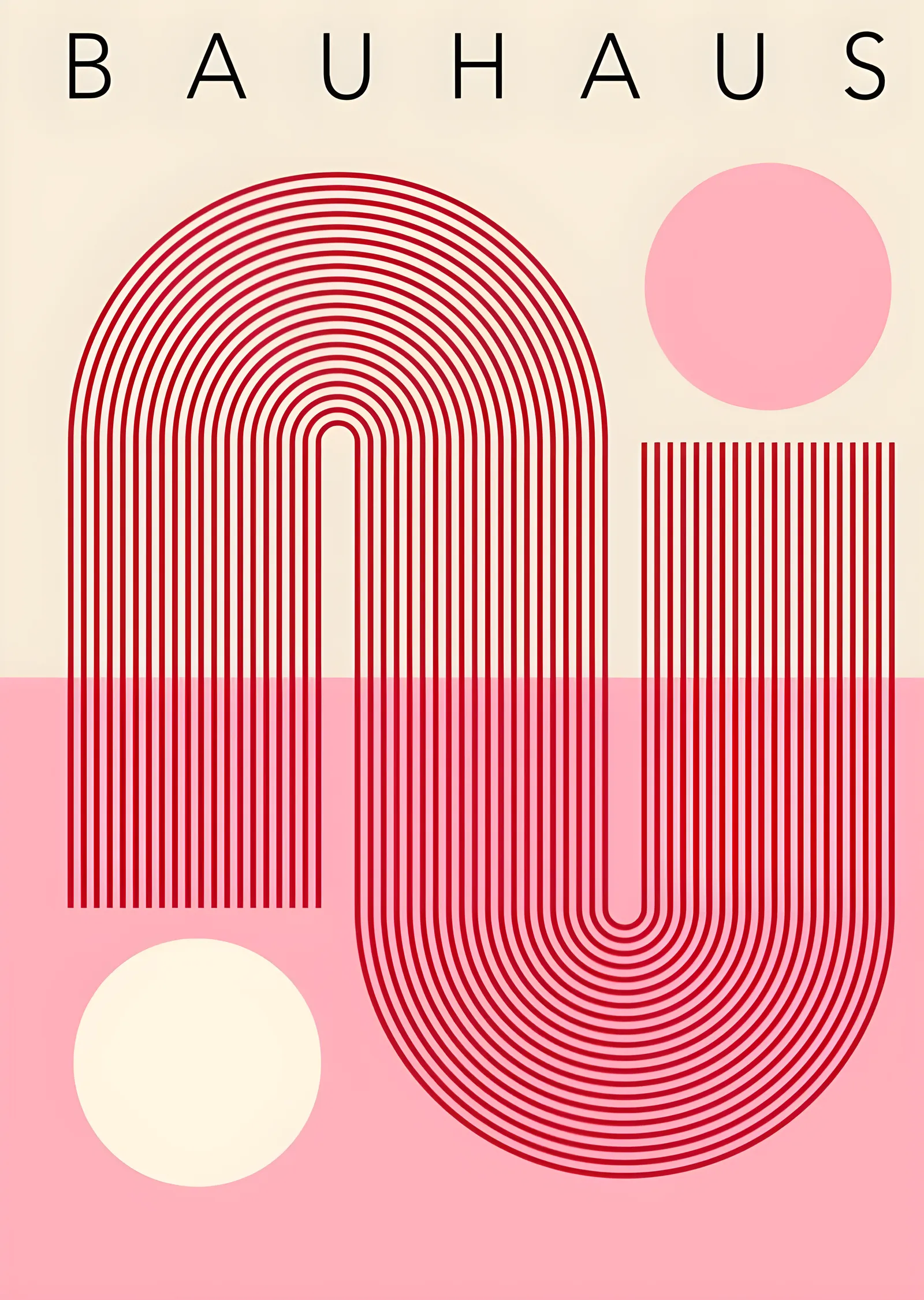 Bauhaus · Pembe Geometri metal tablo