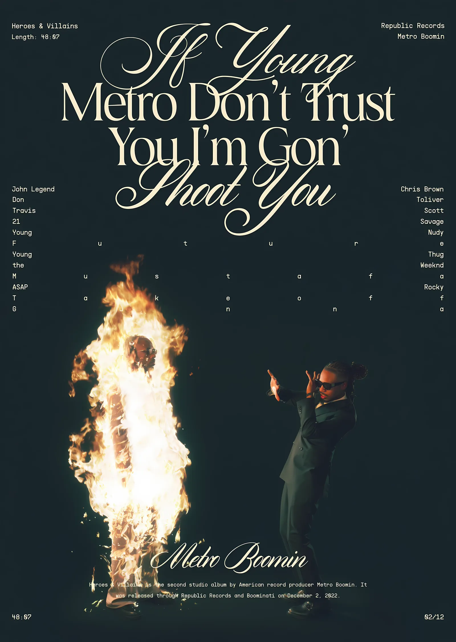 Metro Boomin: If Young Metro Don't Trust You metal tablo