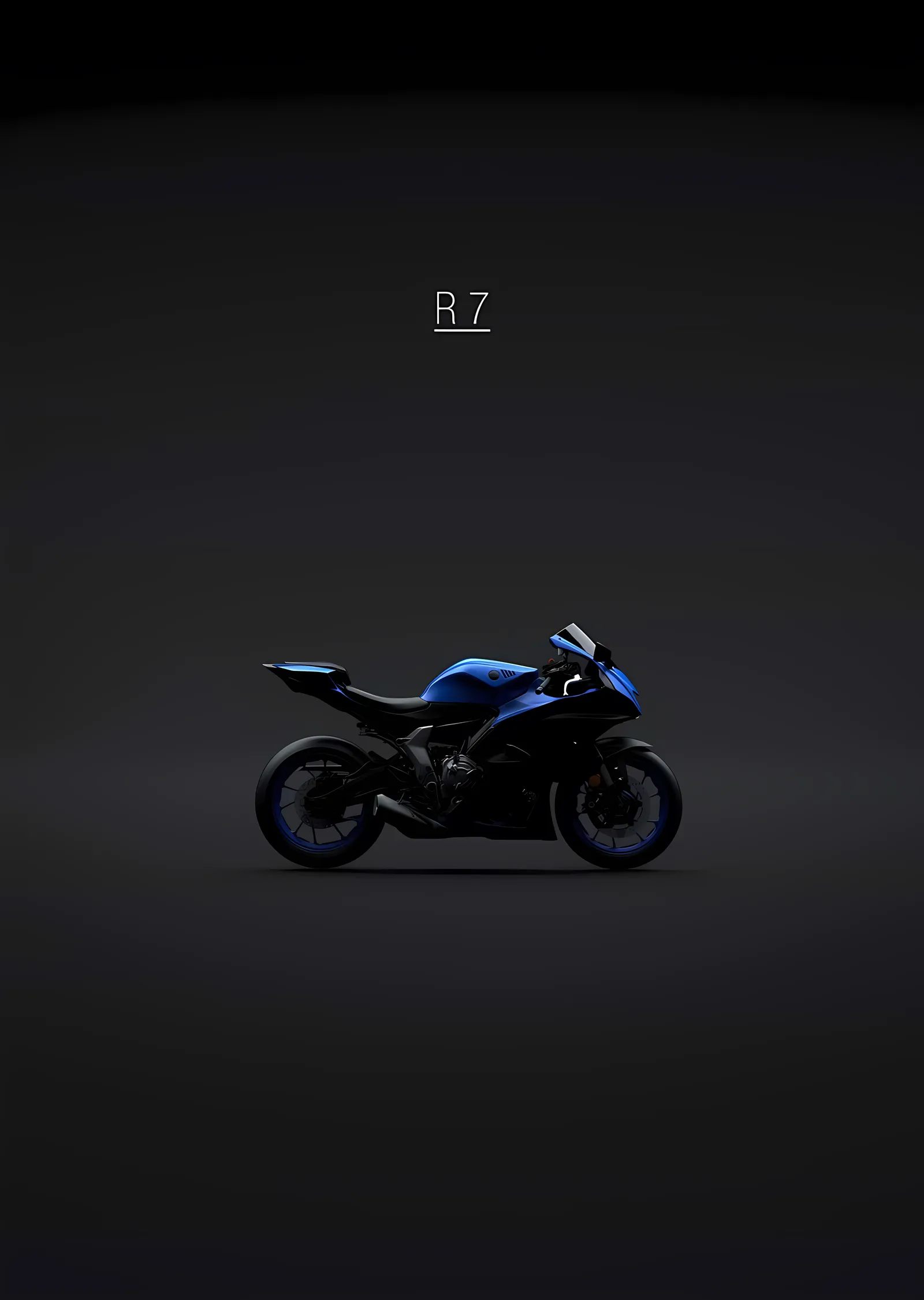 Yamaha R7 - Minimal Siyah metal tablo