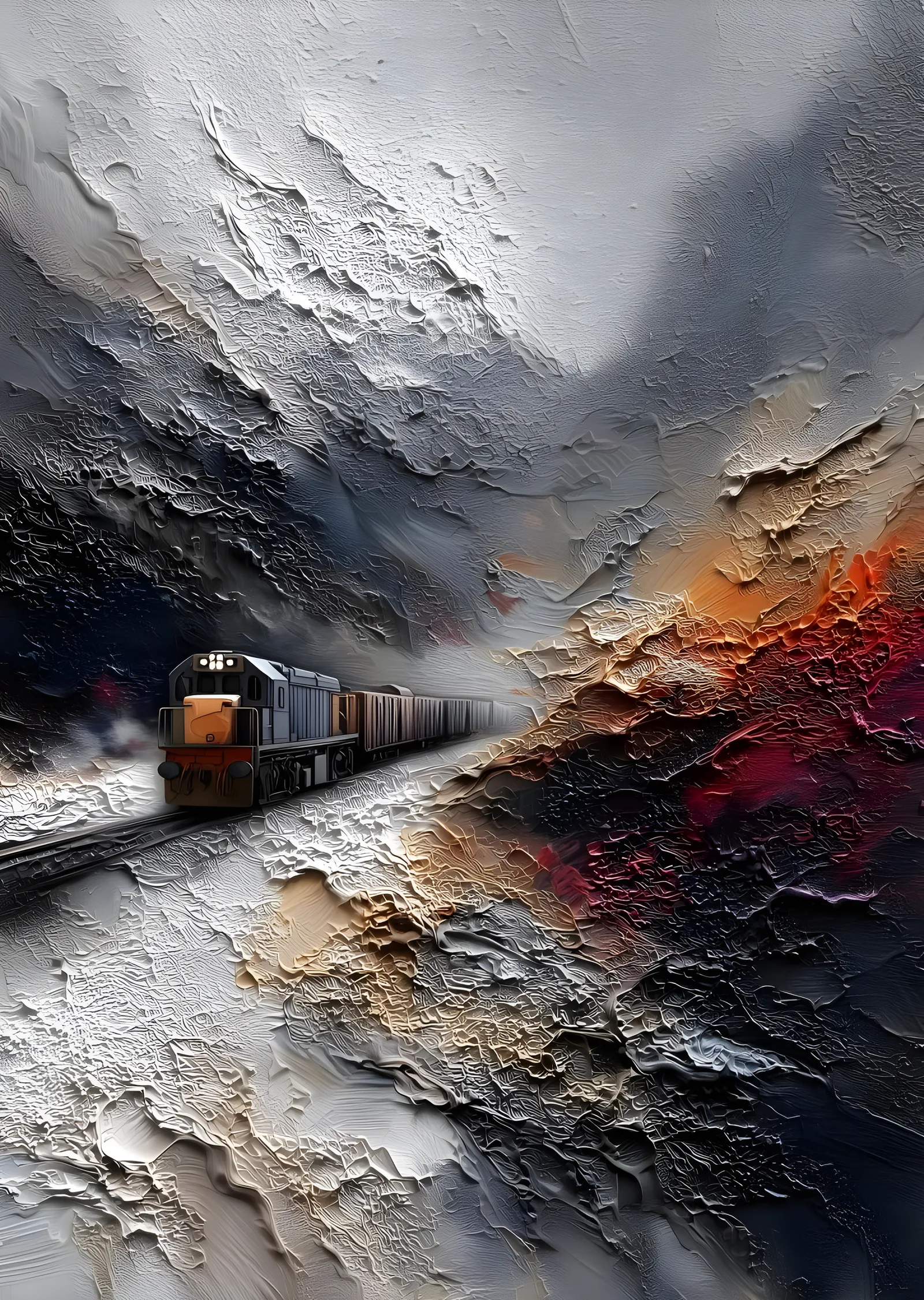 Karlı Vadide Tren metal tablo
