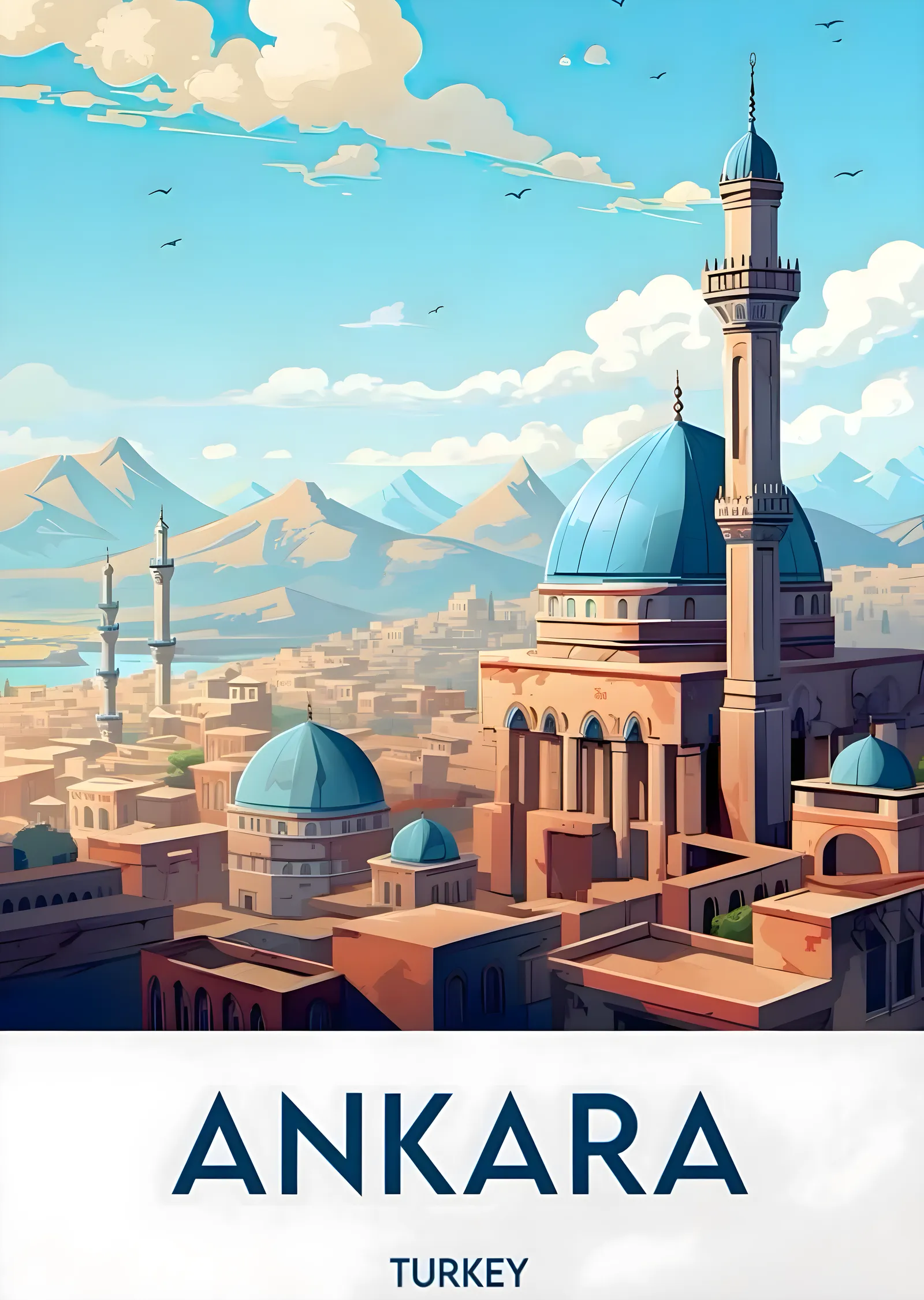 Ankara Camileri ve Dağlar metal tablo
