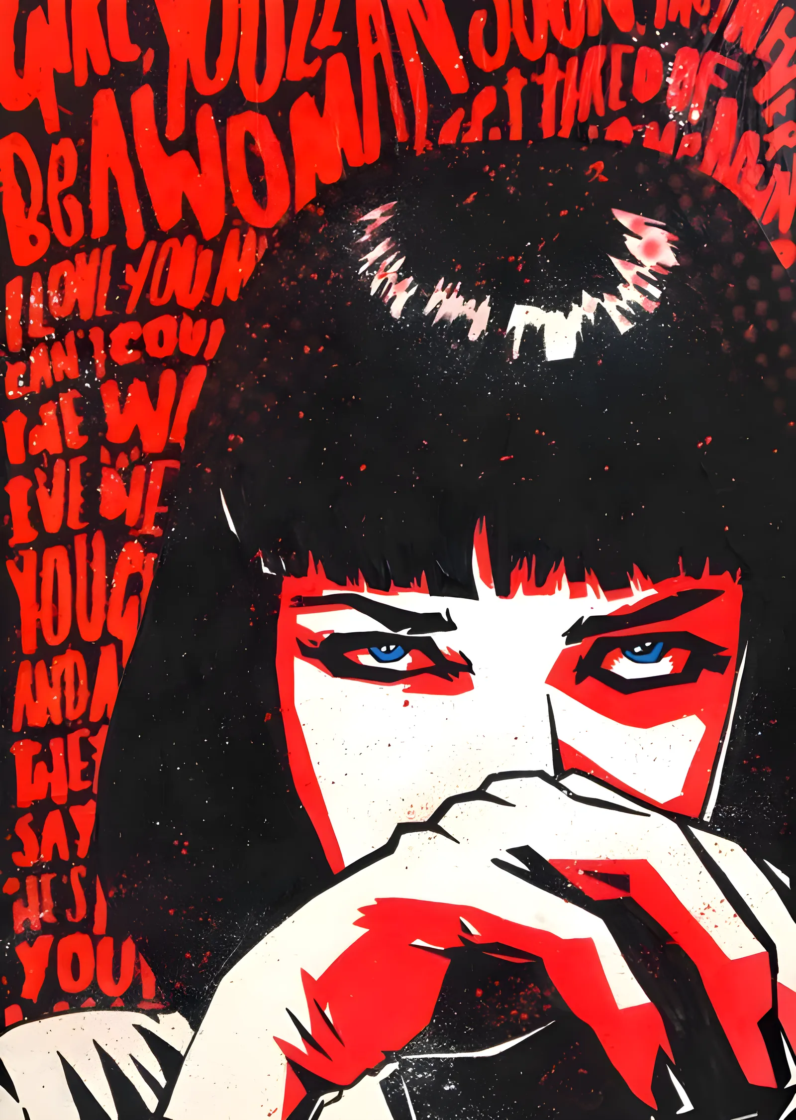 Pulp Fiction: Mia Wallace · Pop Art Tipografi metal tablo