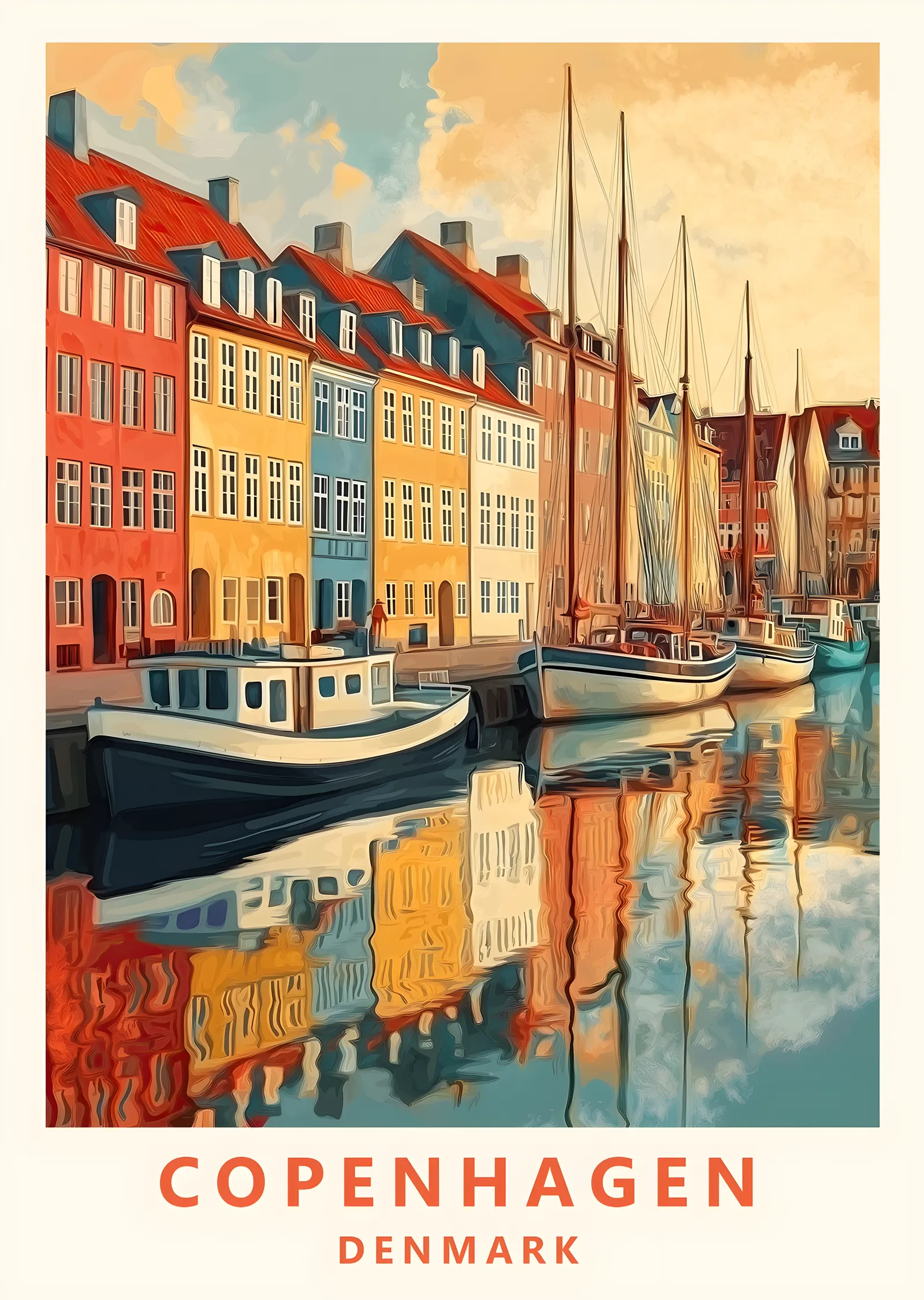 Copenhagen Nyhavn Manzara metal tablo