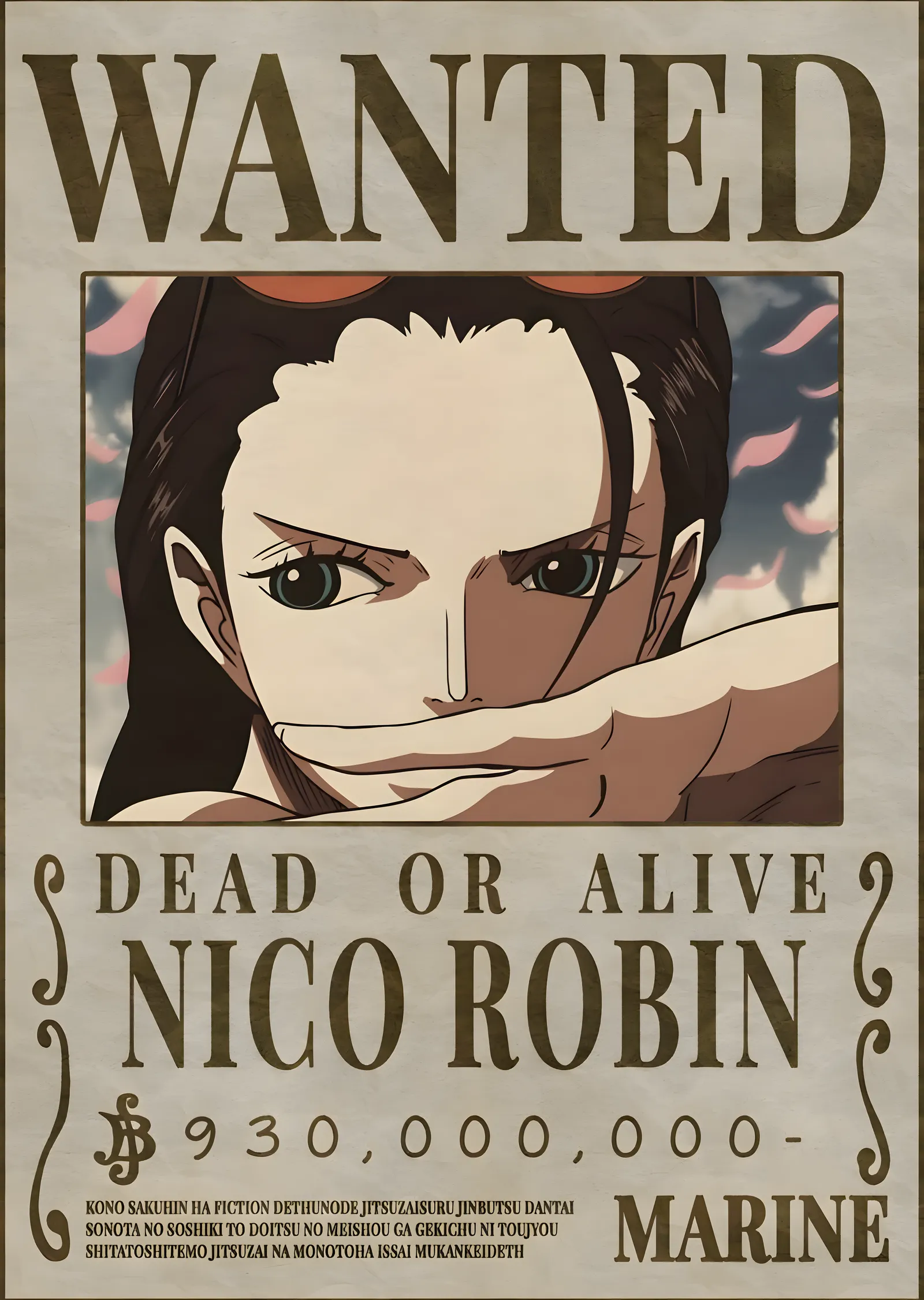 Nico Robin - Dead or Alive Wanted! metal tablo