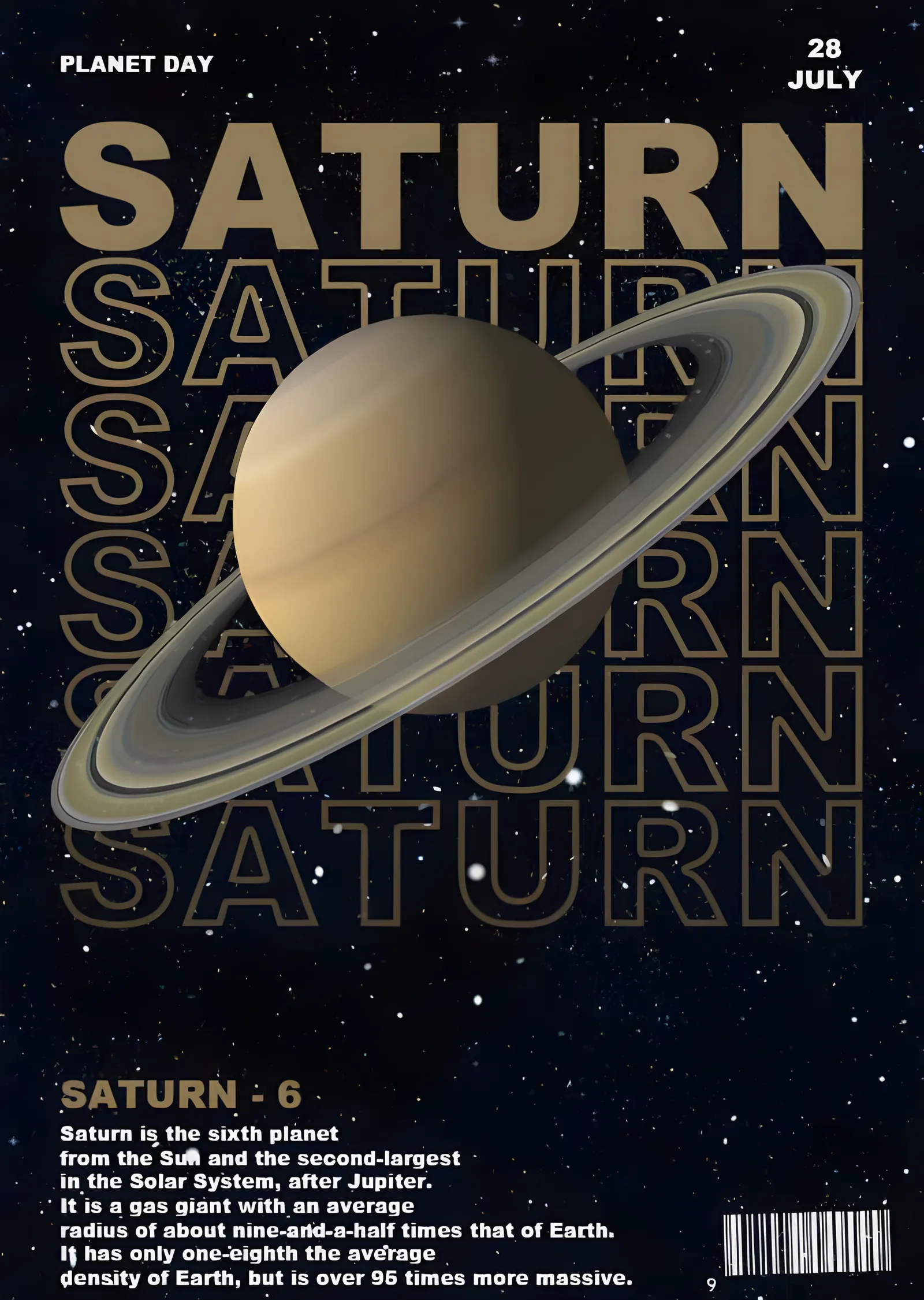 Satürn - Altın Harfli Gezegen metal tablo