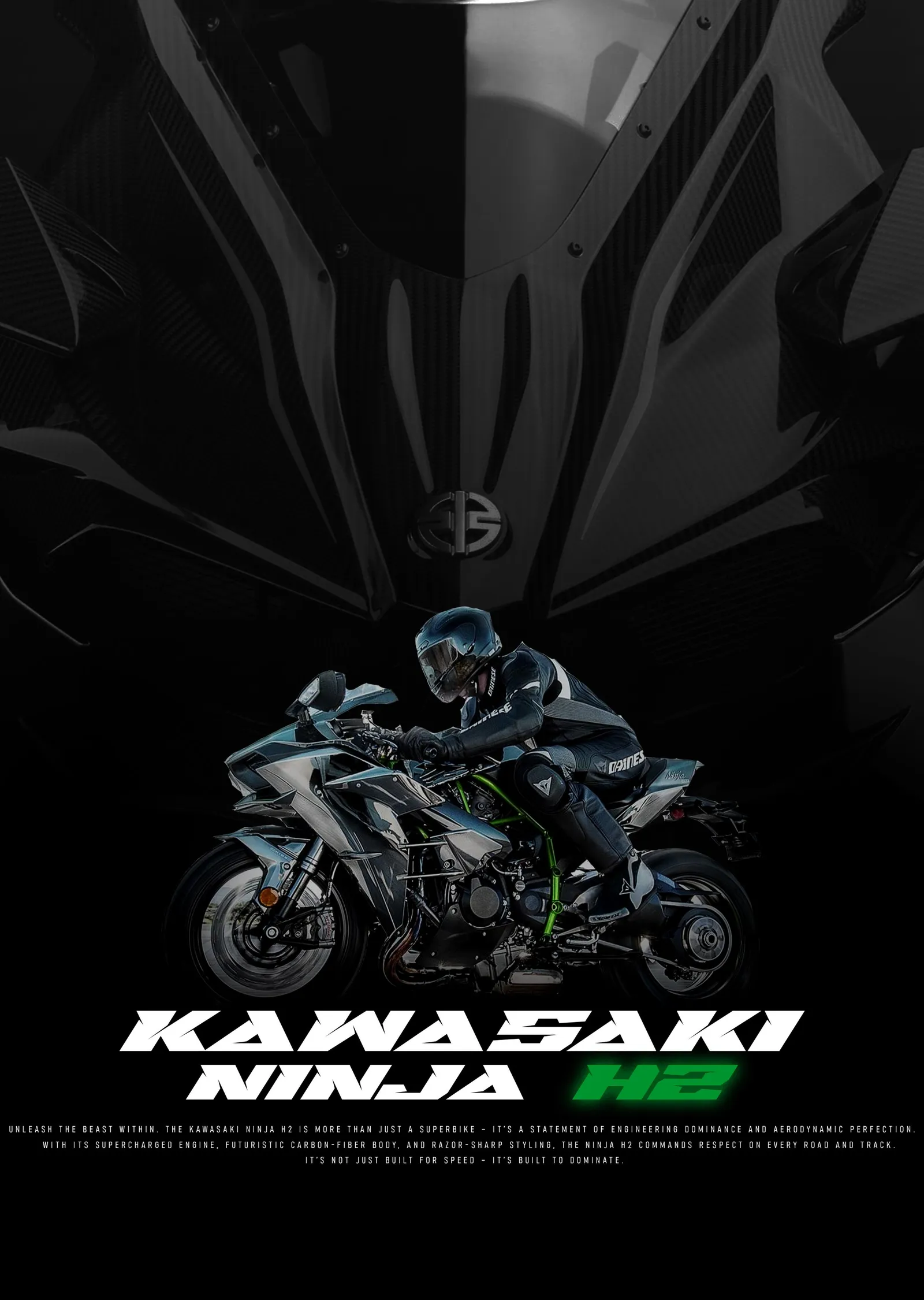 Kawasaki Ninja H2 - Karanlık Sahne metal tablo