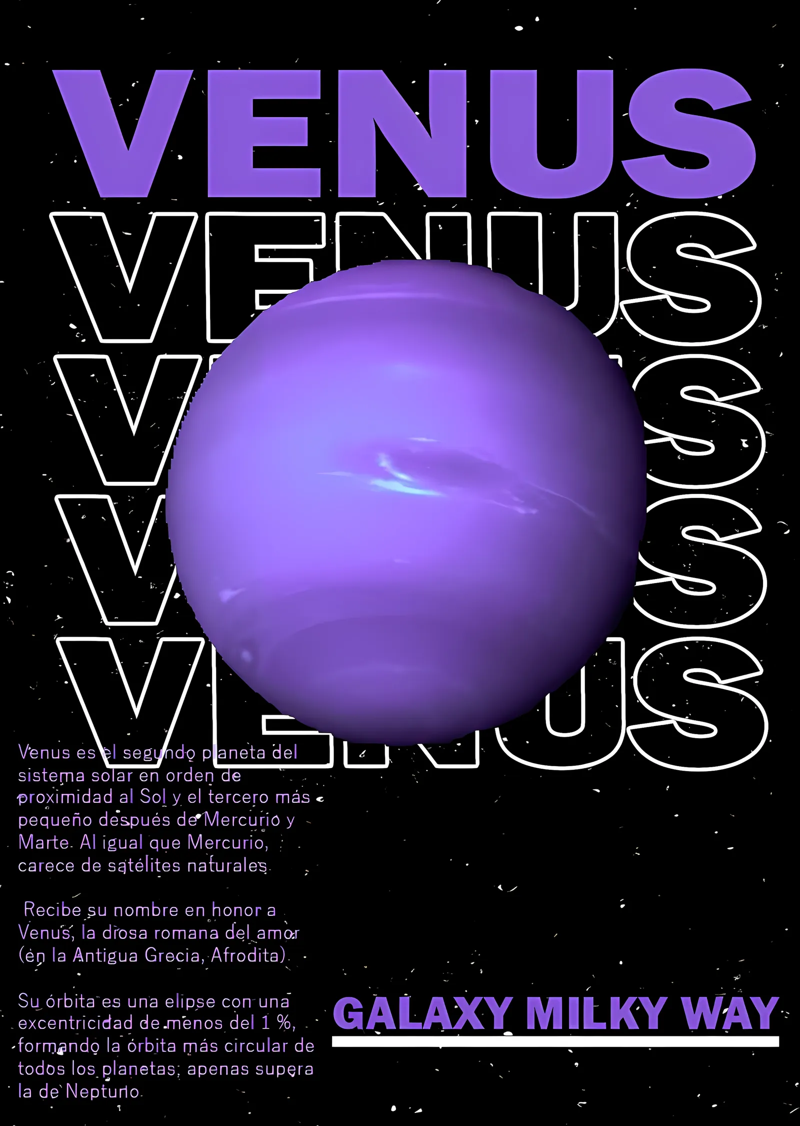 Venüs - Mor Gezegen Tasarımı metal tablo
