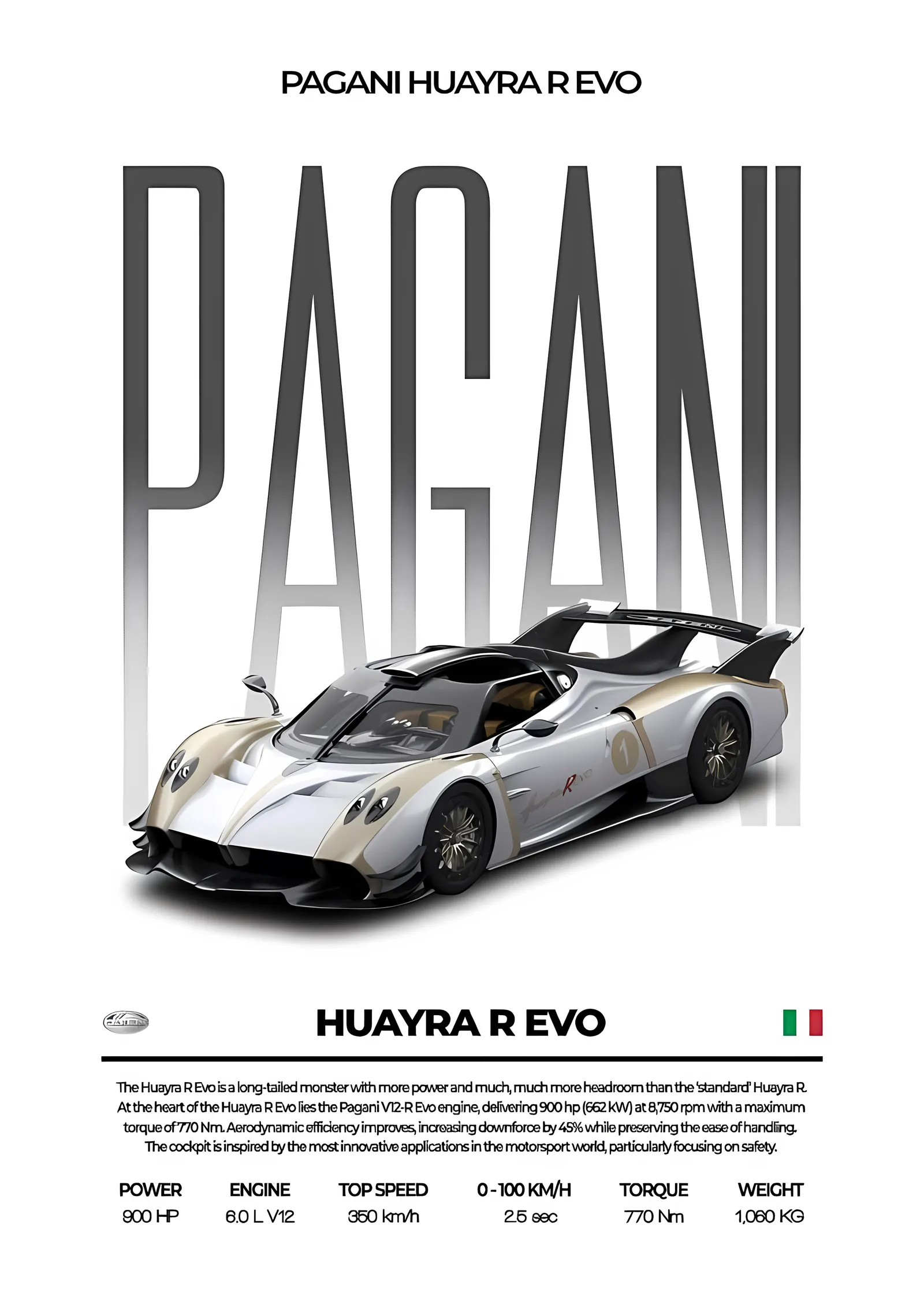 Pagani Huayra R Evo metal tablo