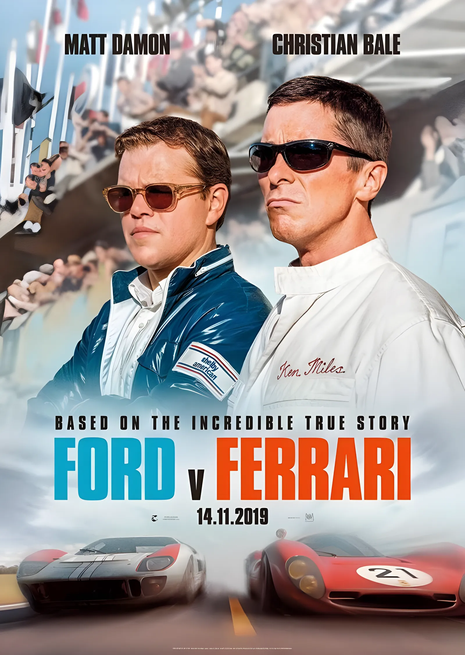 Ford v Ferrari - Matt Damon ve Christian Bale metal tablo