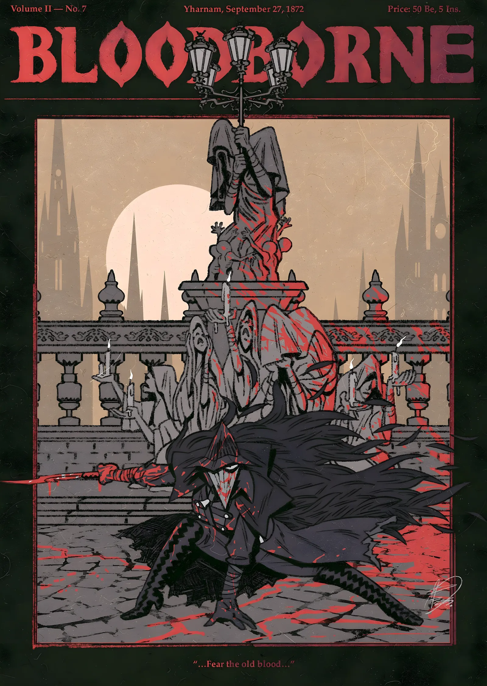 Bloodborne: Retro Kapak metal tablo