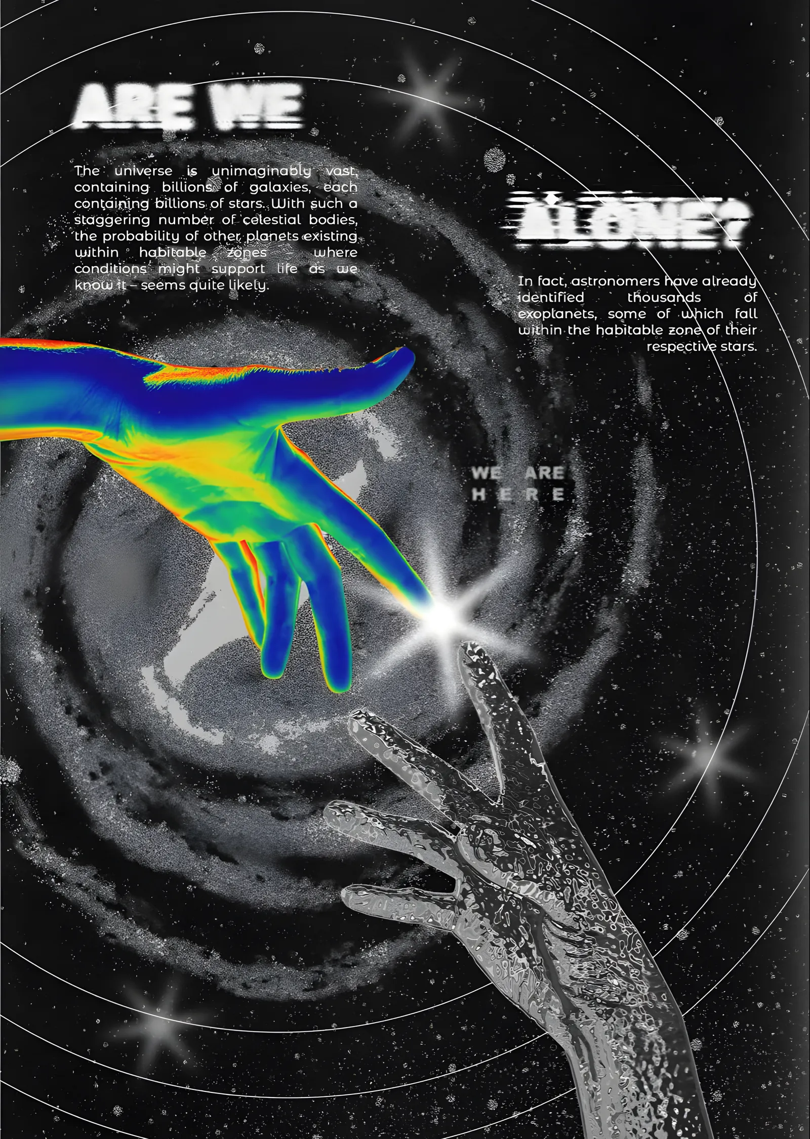 Are We Alone - Evrene Uzanan Eller metal tablo