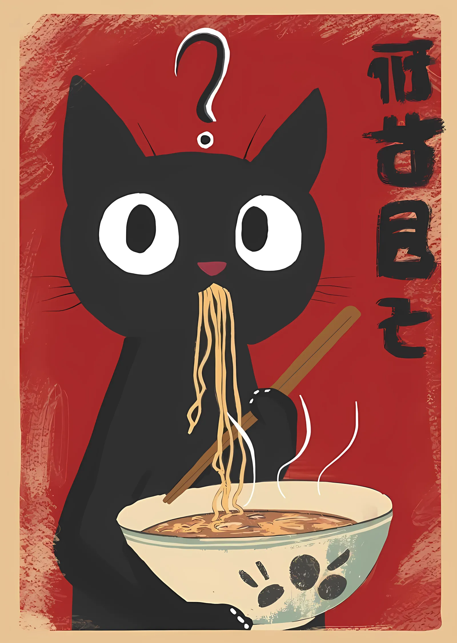 Ramen Kedisi metal tablo