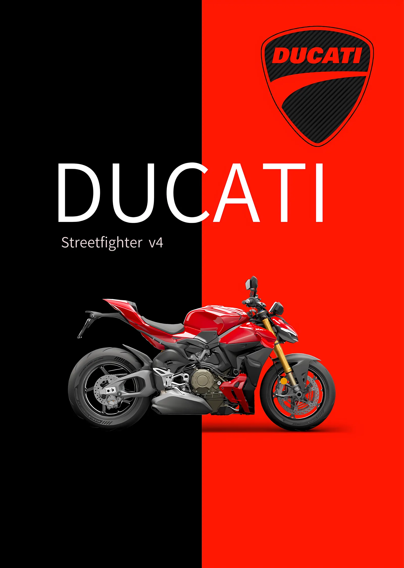 Ducati Streetfighter V4 - Kırmızı Şerit Zemin metal tablo