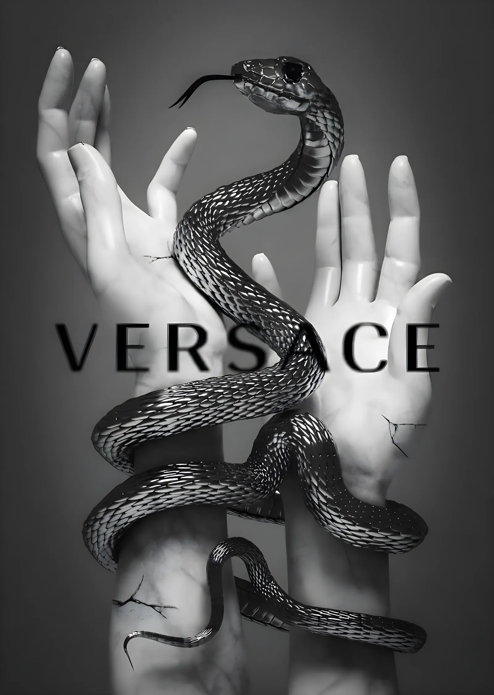 Versace: Yılan ve El metal tablo