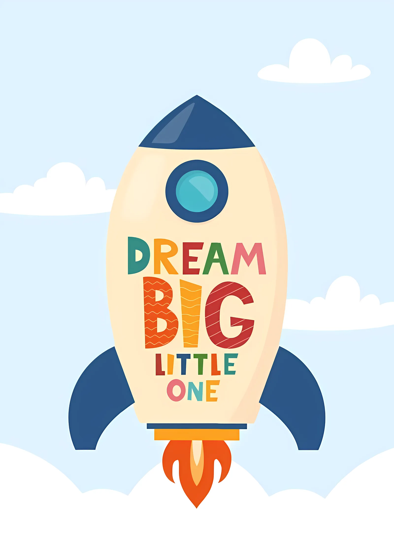 Dream Big Little One: Kuş Uçan Roket metal tablo