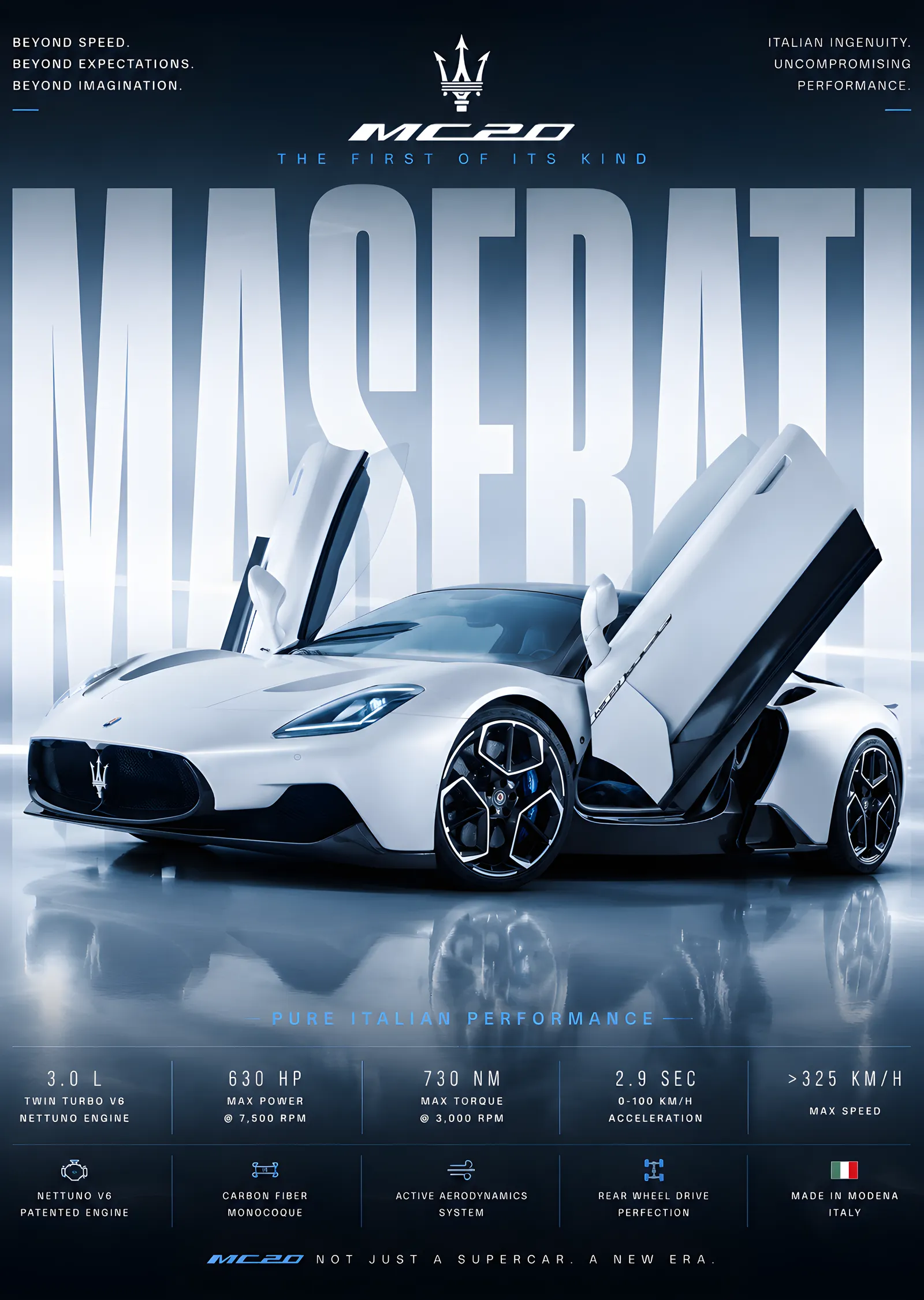 Maserati MC20 metal tablo