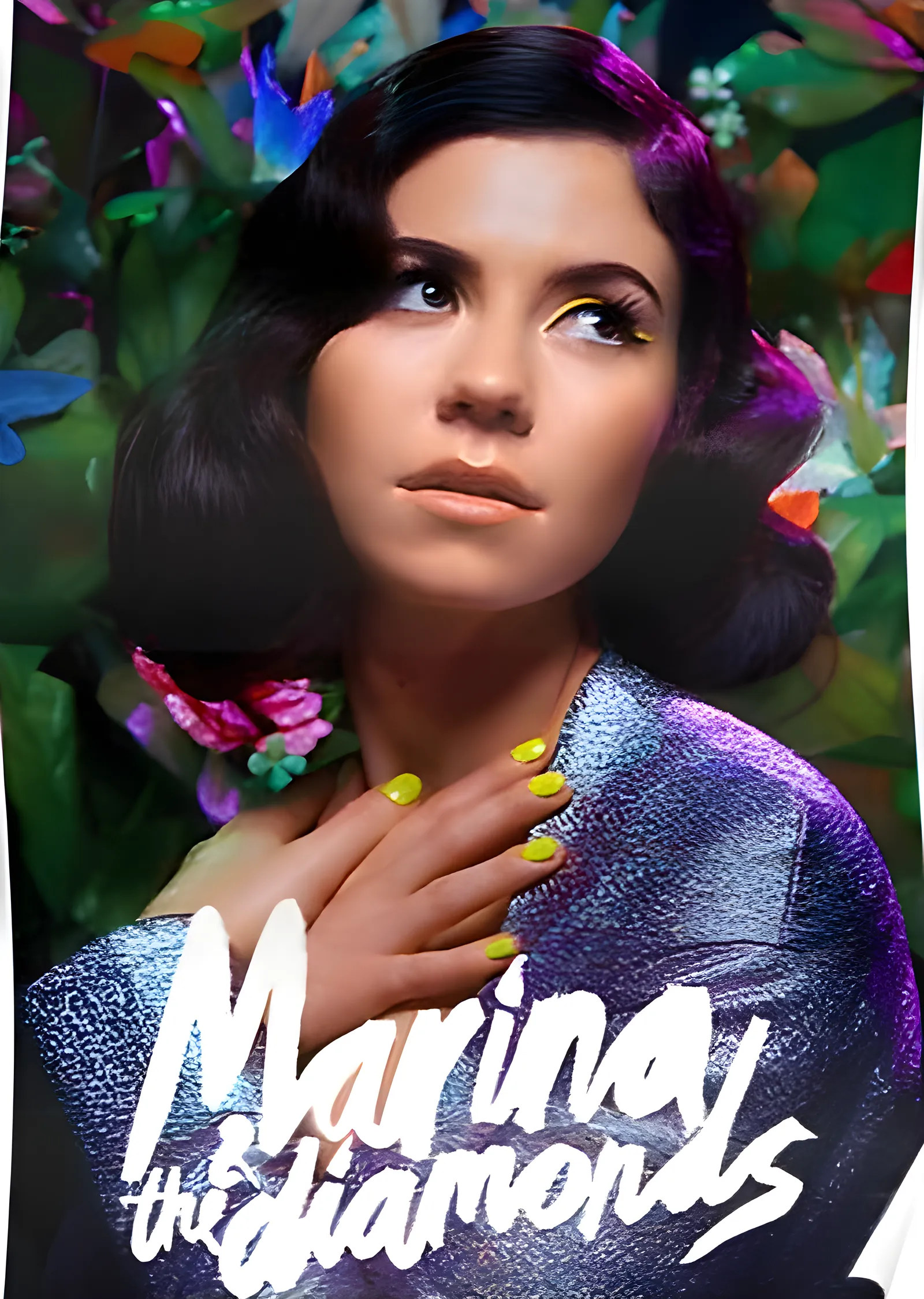 Marina and the Diamonds - Mor Işıkta Kare metal tablo