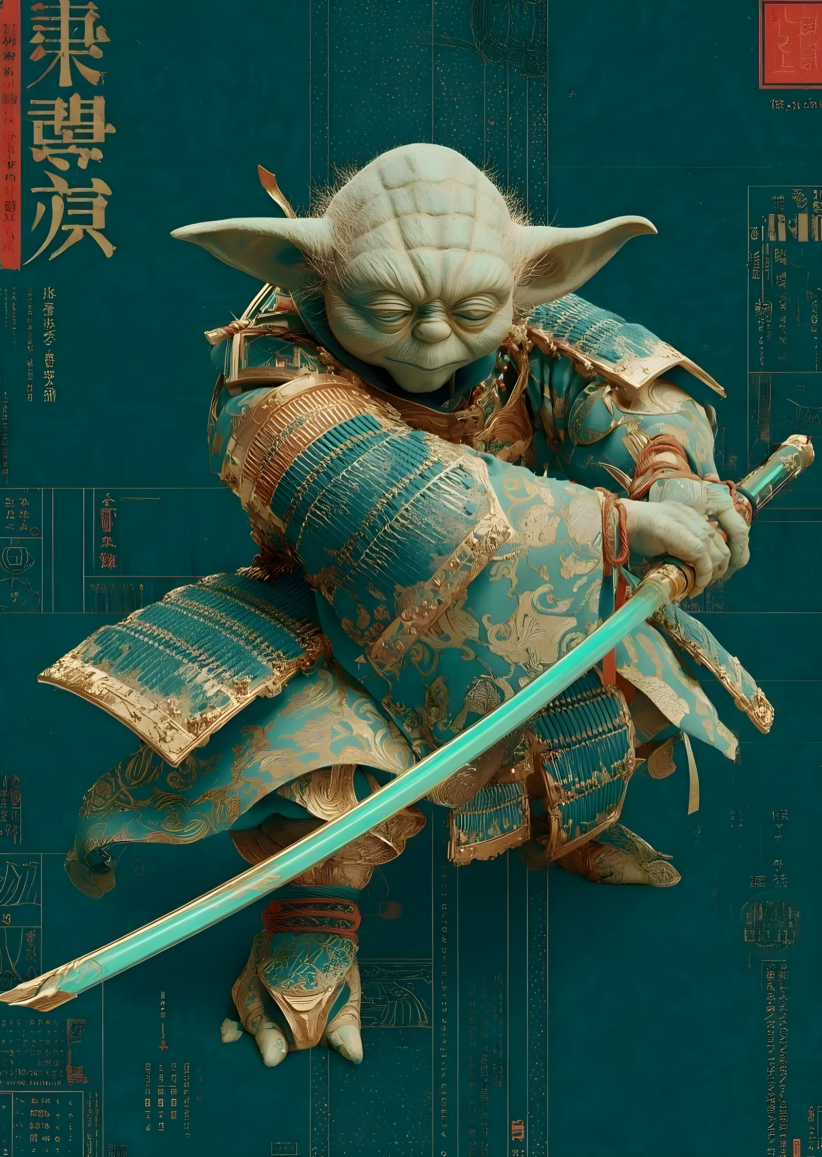 Yoda: Samurai Stili metal tablo