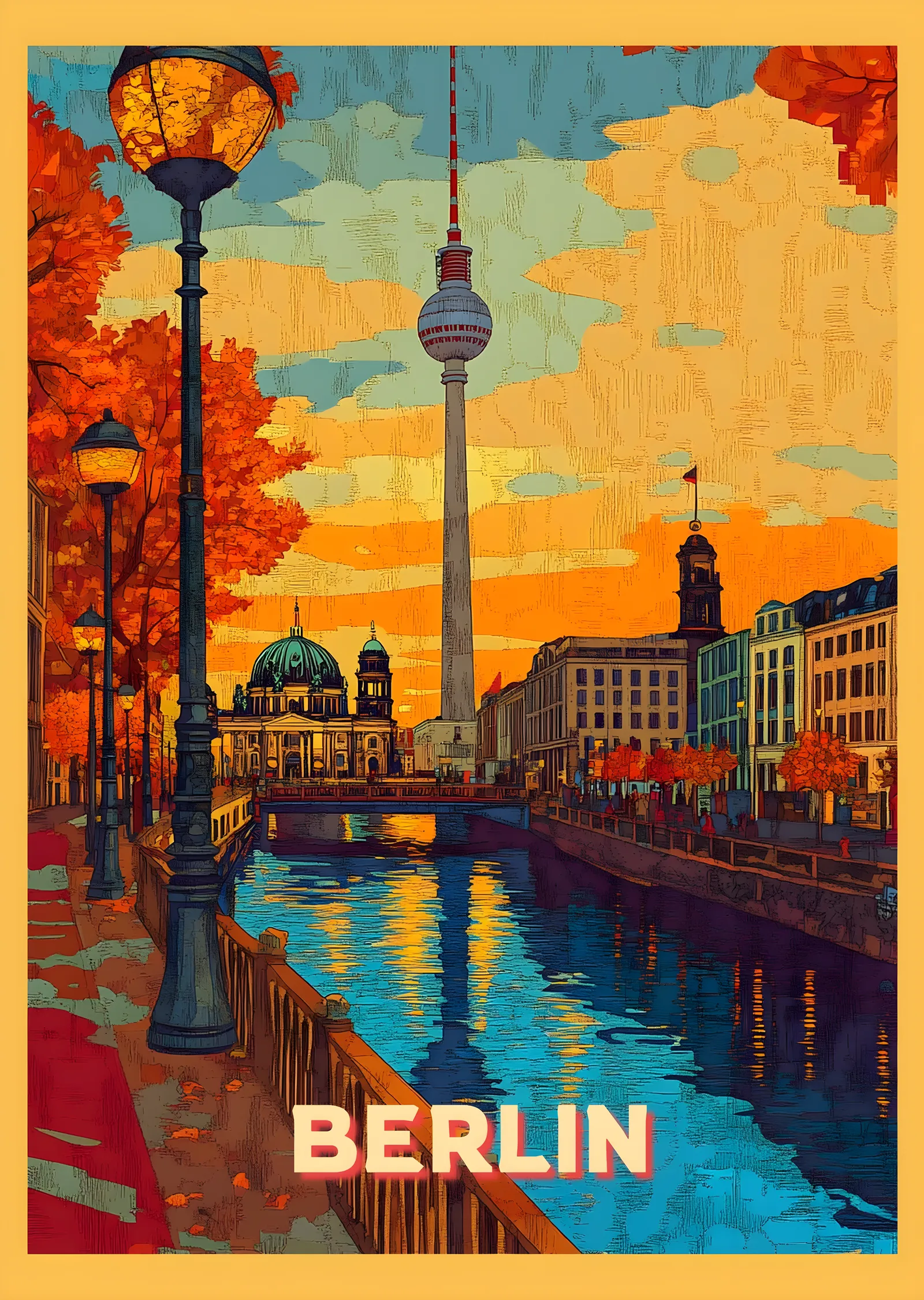 BERLIN: Vintage Seyahat Poster Stili metal tablo
