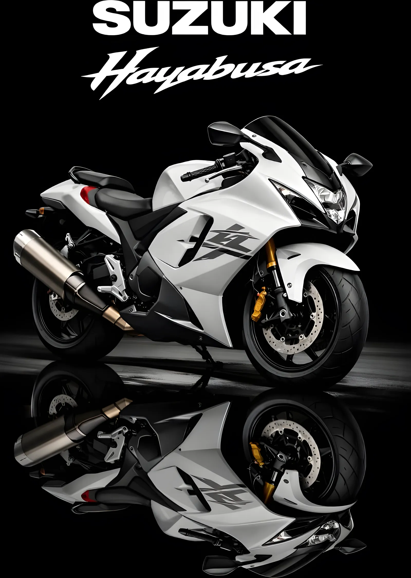 Suzuki Hayabusa - Beyaz Süper Motosiklet metal tablo