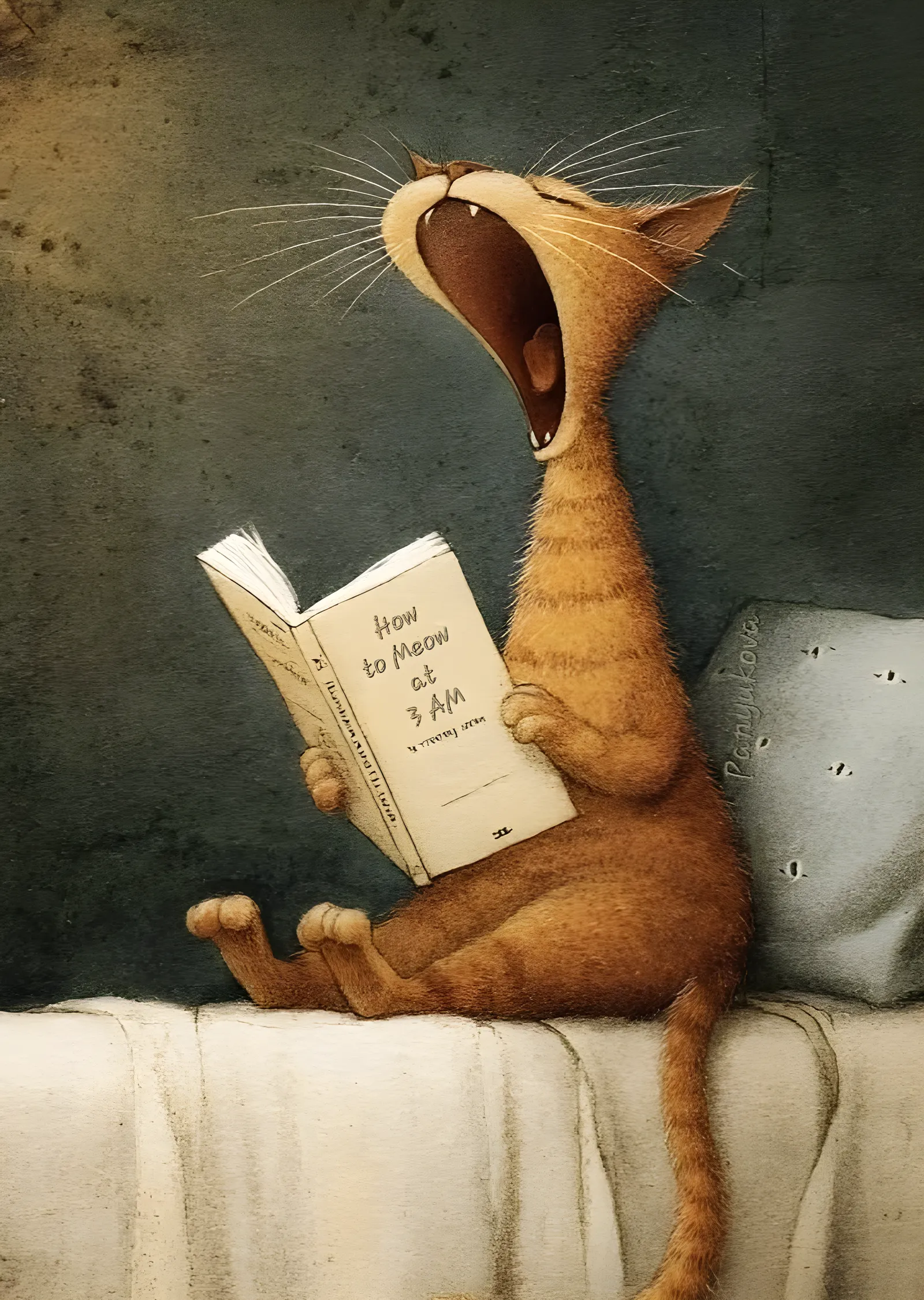 Kitap Okuyan Kedi metal tablo