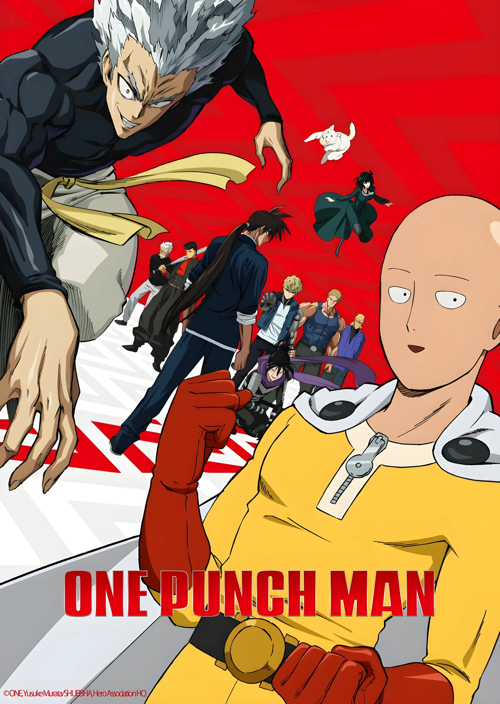 One Punch Man: Kırmızı Zemin metal tablo