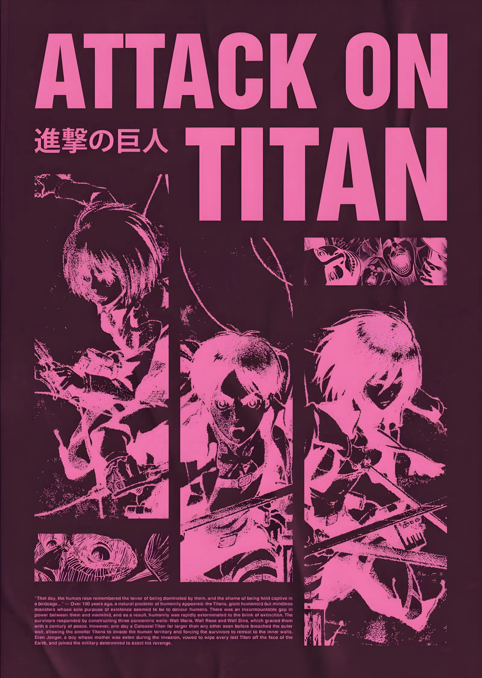 Attack on Titan: Pembe Tonlu Kadro metal tablo