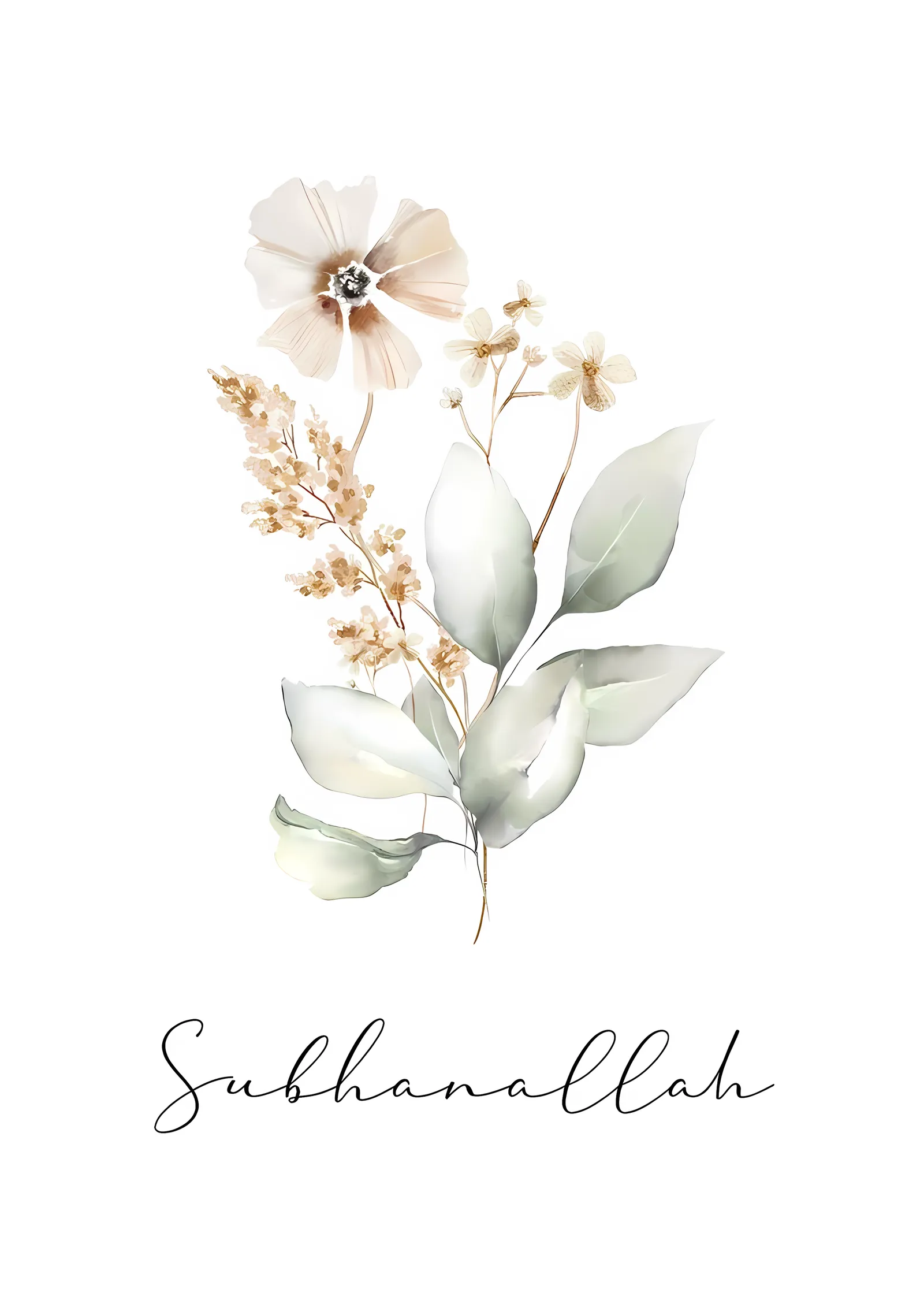 Sübhanallah: Minimal Botanik Tasarım metal tablo