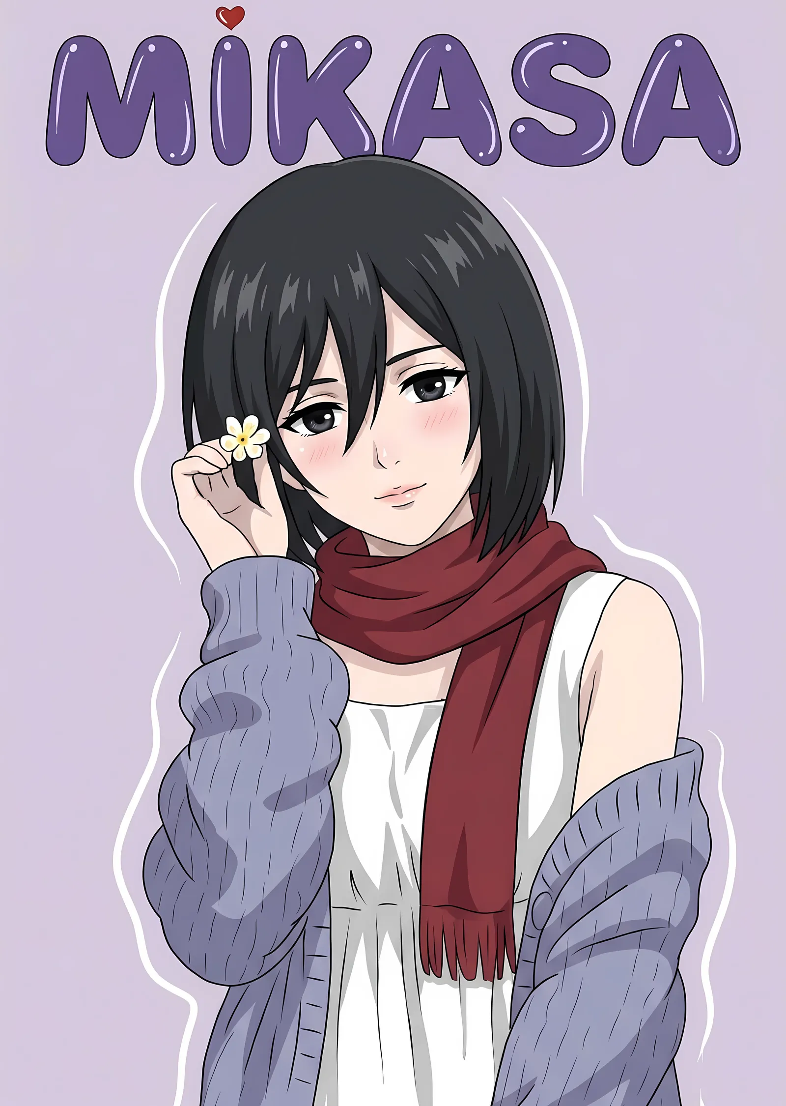 Mikasa Ackerman: Pastel Papatya Portresi metal tablo