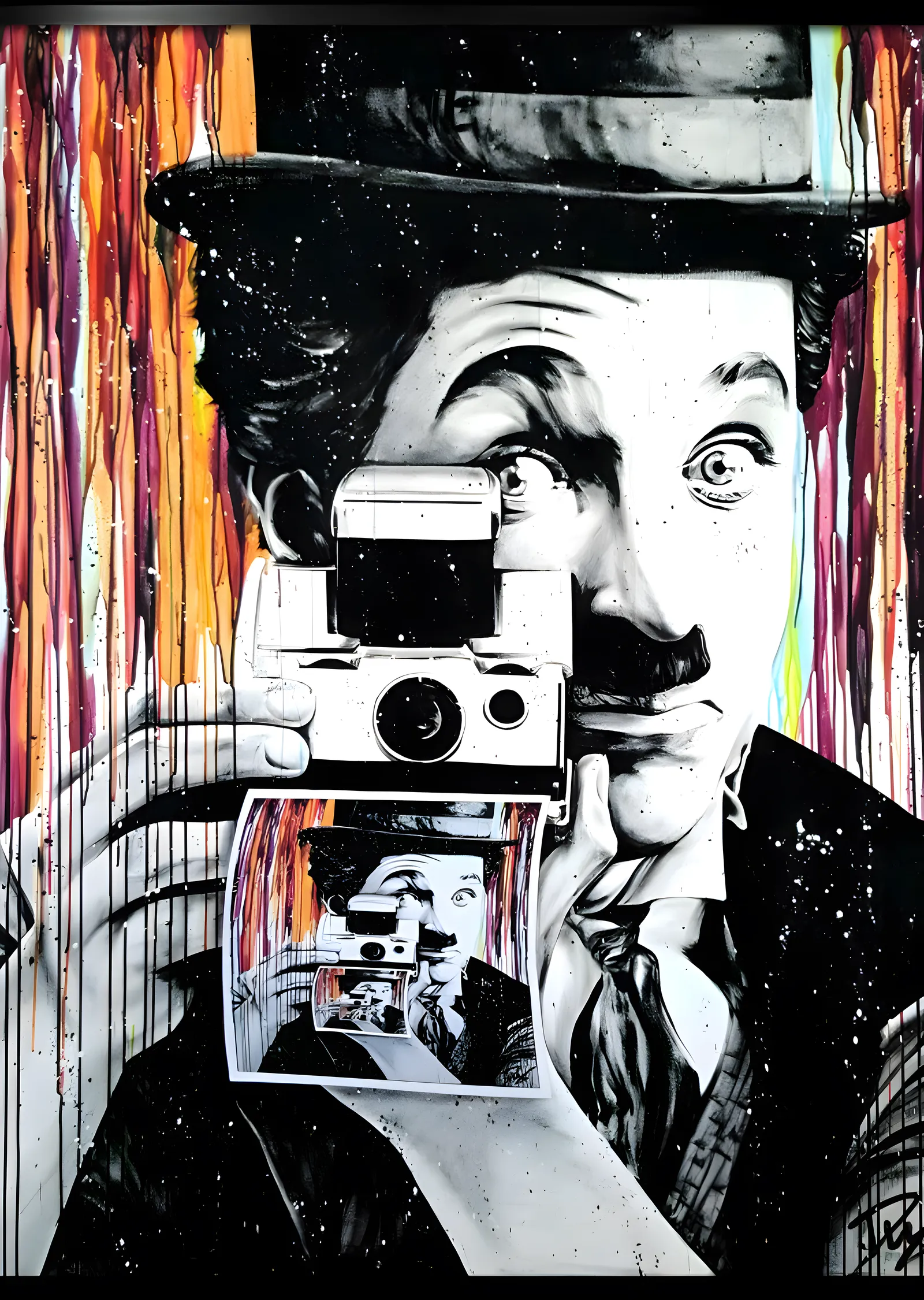 Charlie Chaplin: Kamera Arka Planı metal tablo