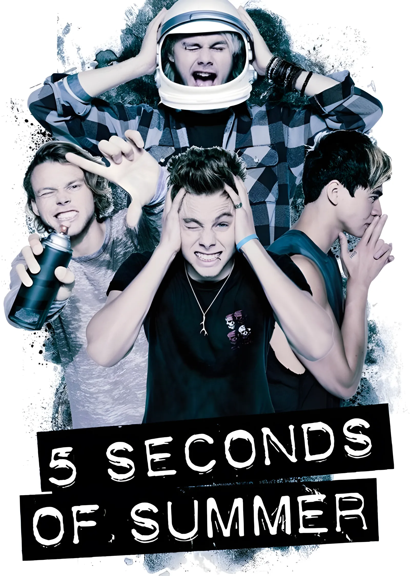 5 Seconds of Summer - Astronot Kasklı Kolaj metal tablo