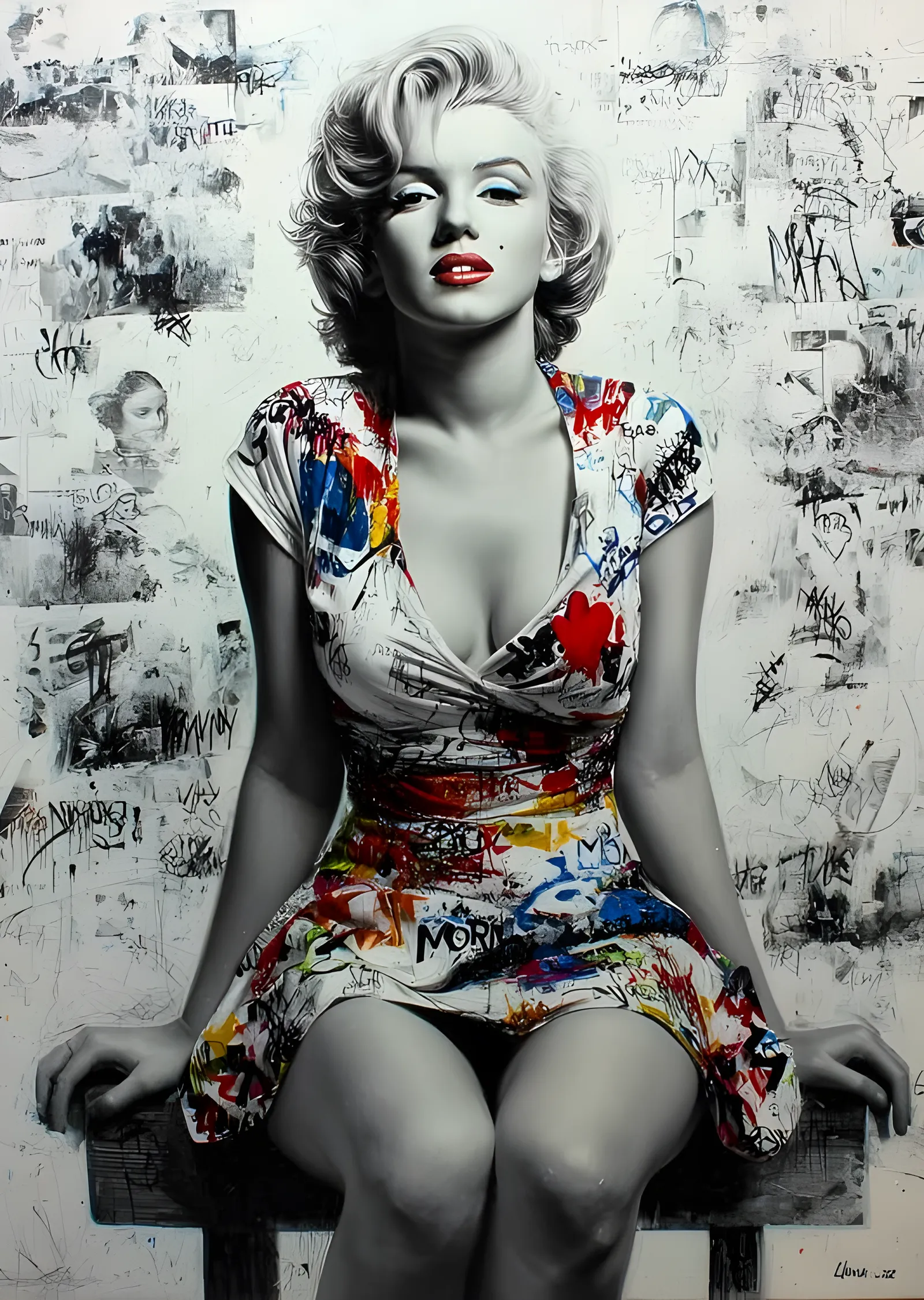 Grafiti Elbiseli Marilyn metal tablo