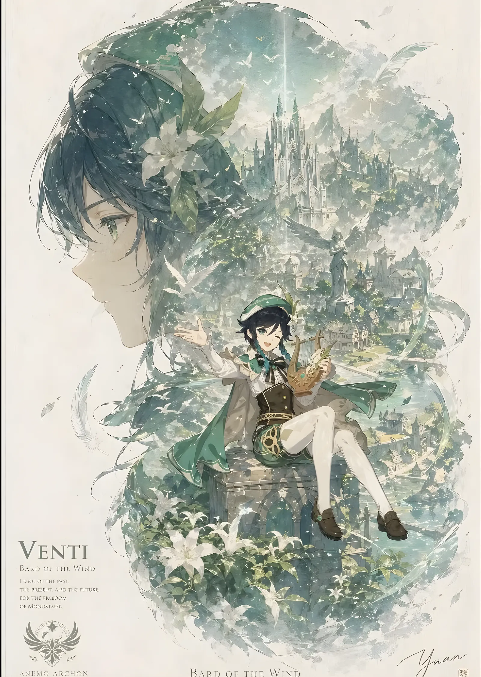 Genshin Impact: Venti metal tablo