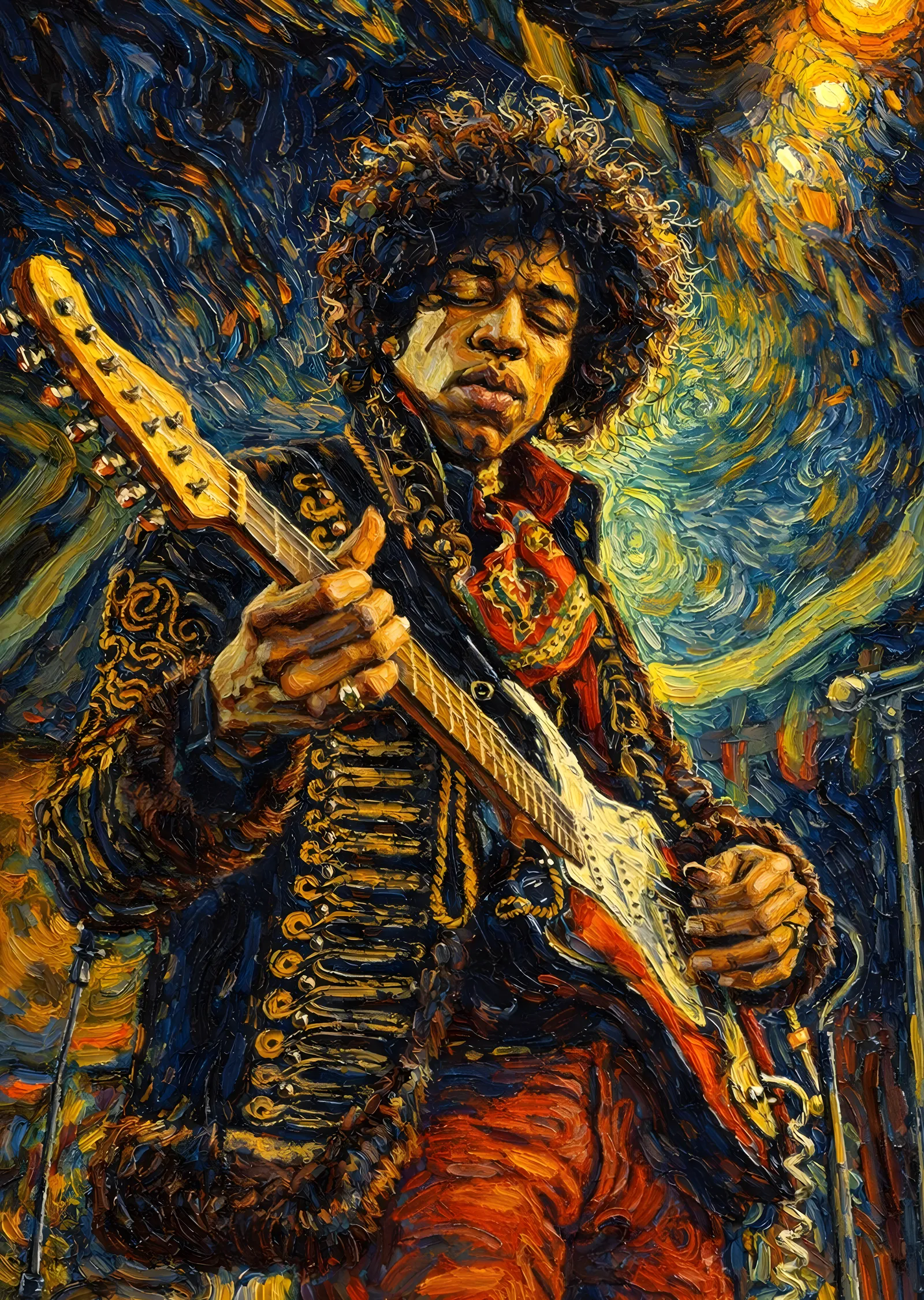 Jimi Hendrix: Yıldızlı Gece metal tablo