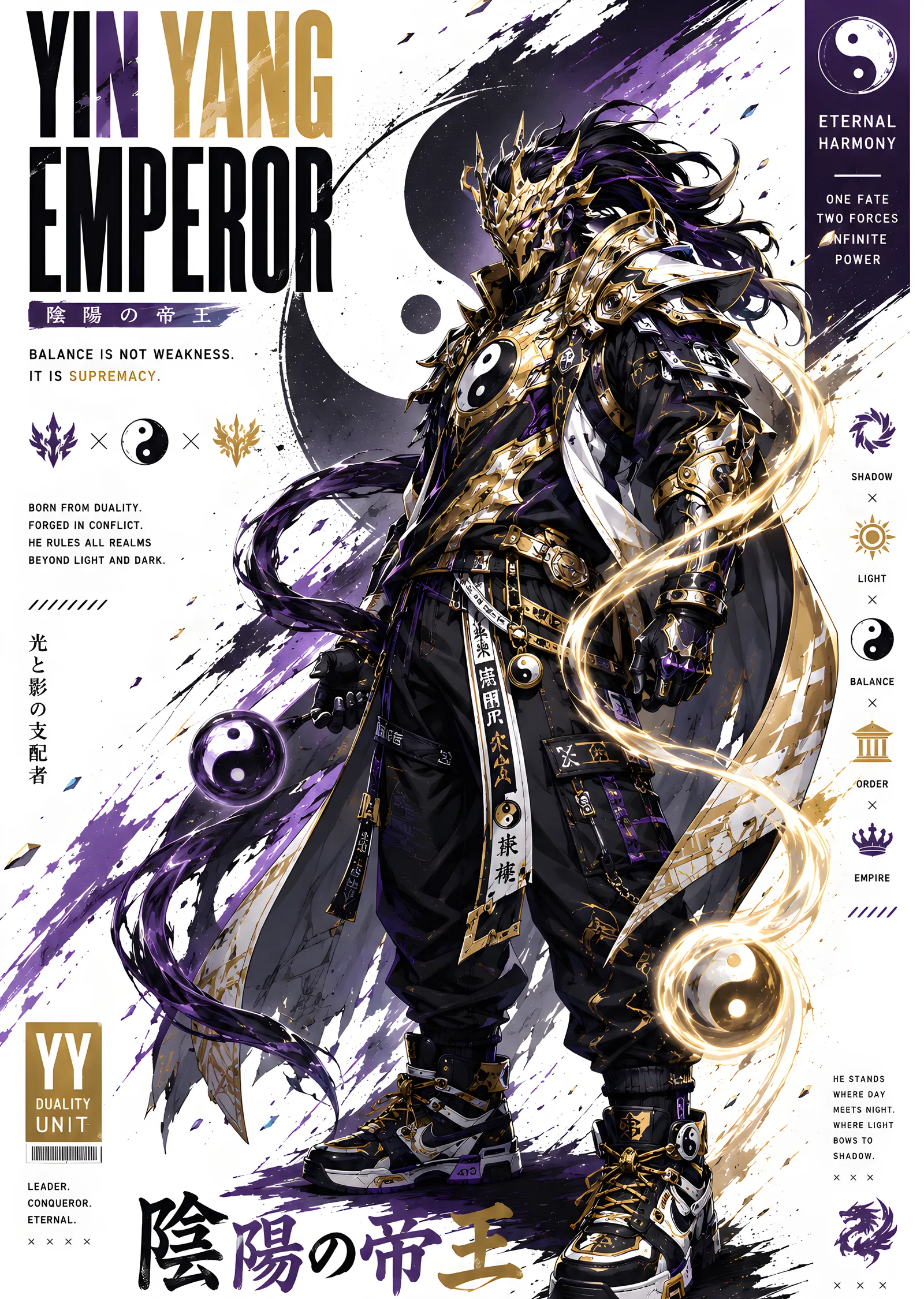 Yin Yang Emperor metal tablo