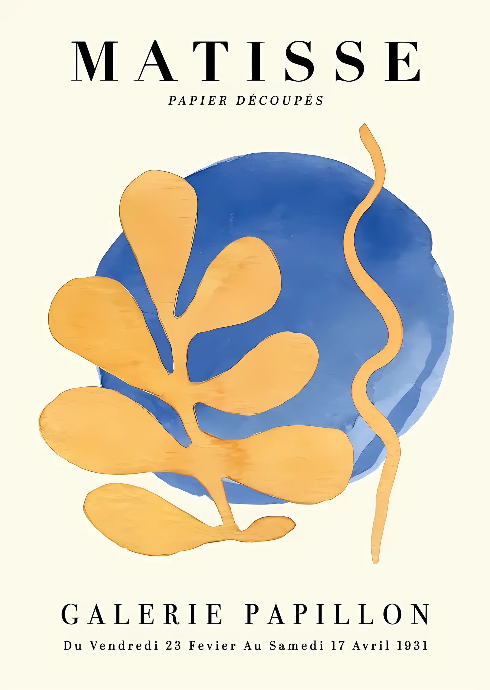 Matisse: Galerie Papillon Sarı metal tablo