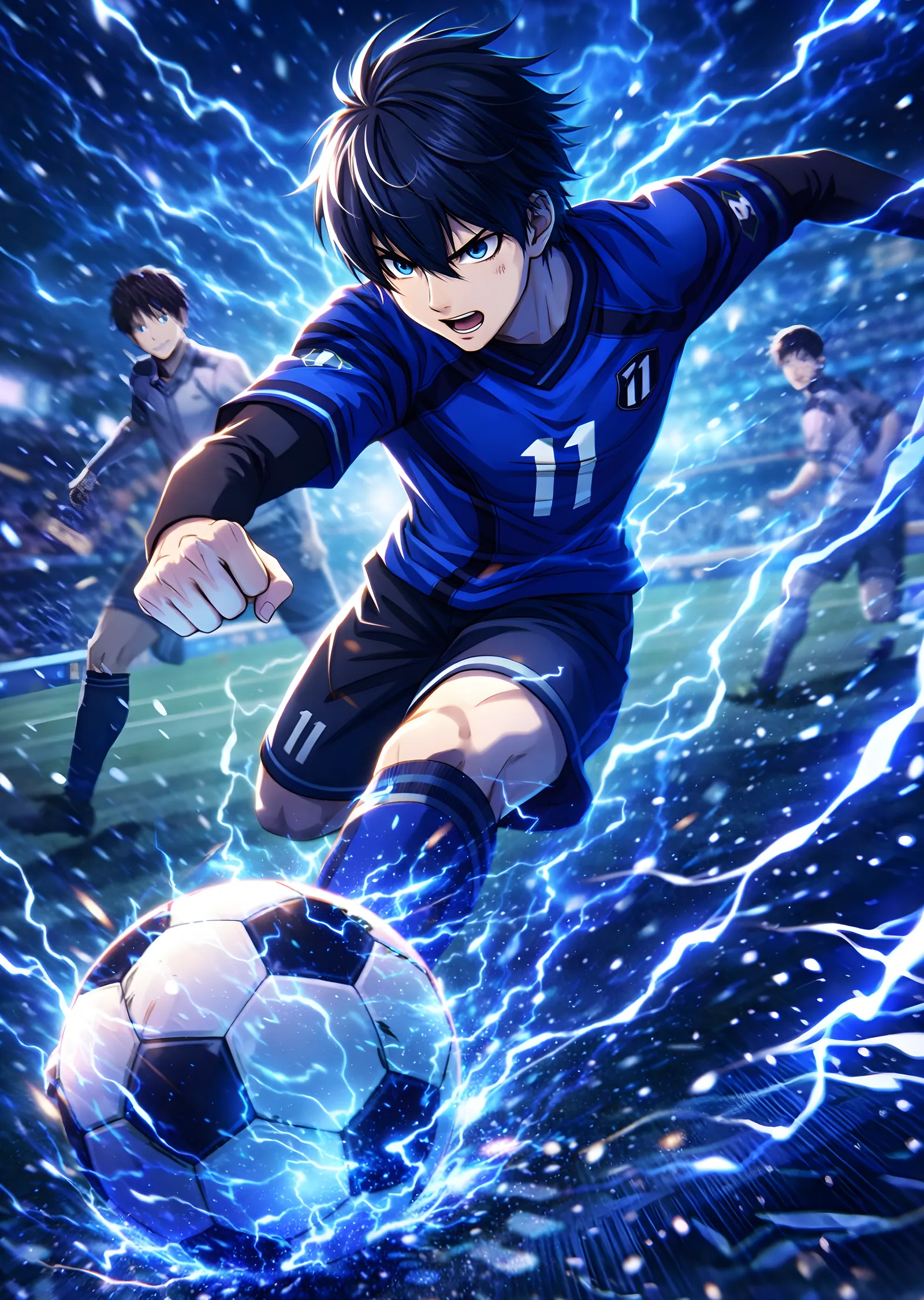Şimşek Vuruşu - Anime Futbol Sahnesi metal tablo