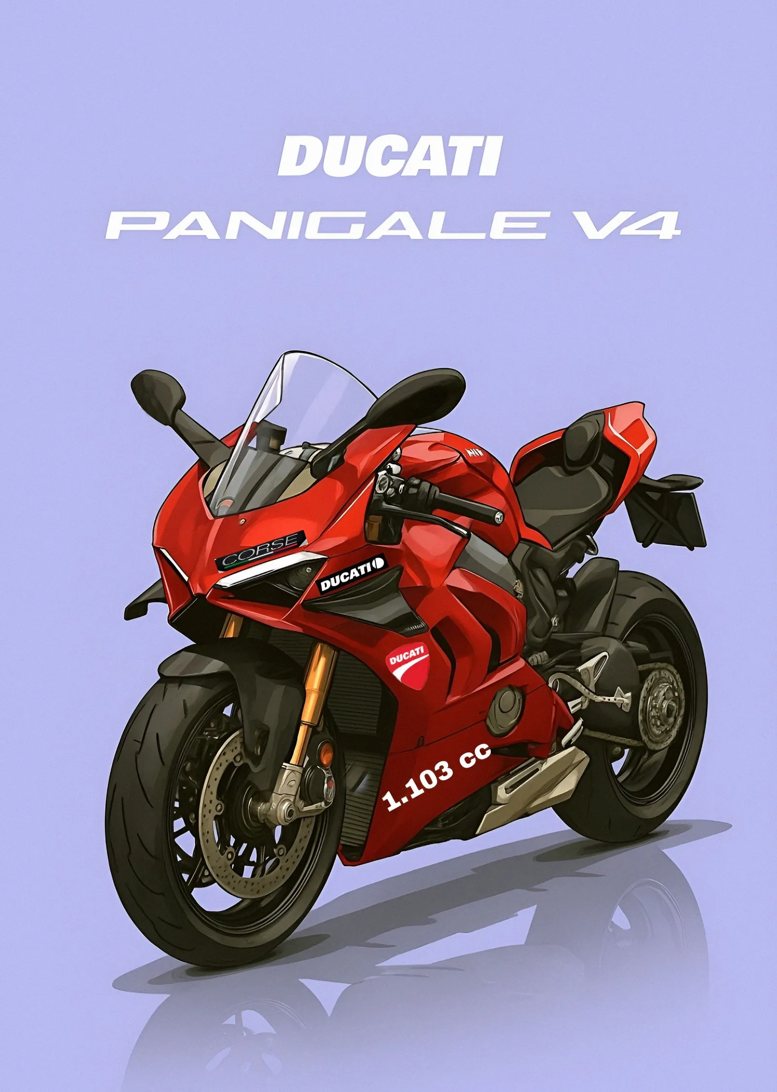 Ducati Panigale V4 - Lila Zemin metal tablo