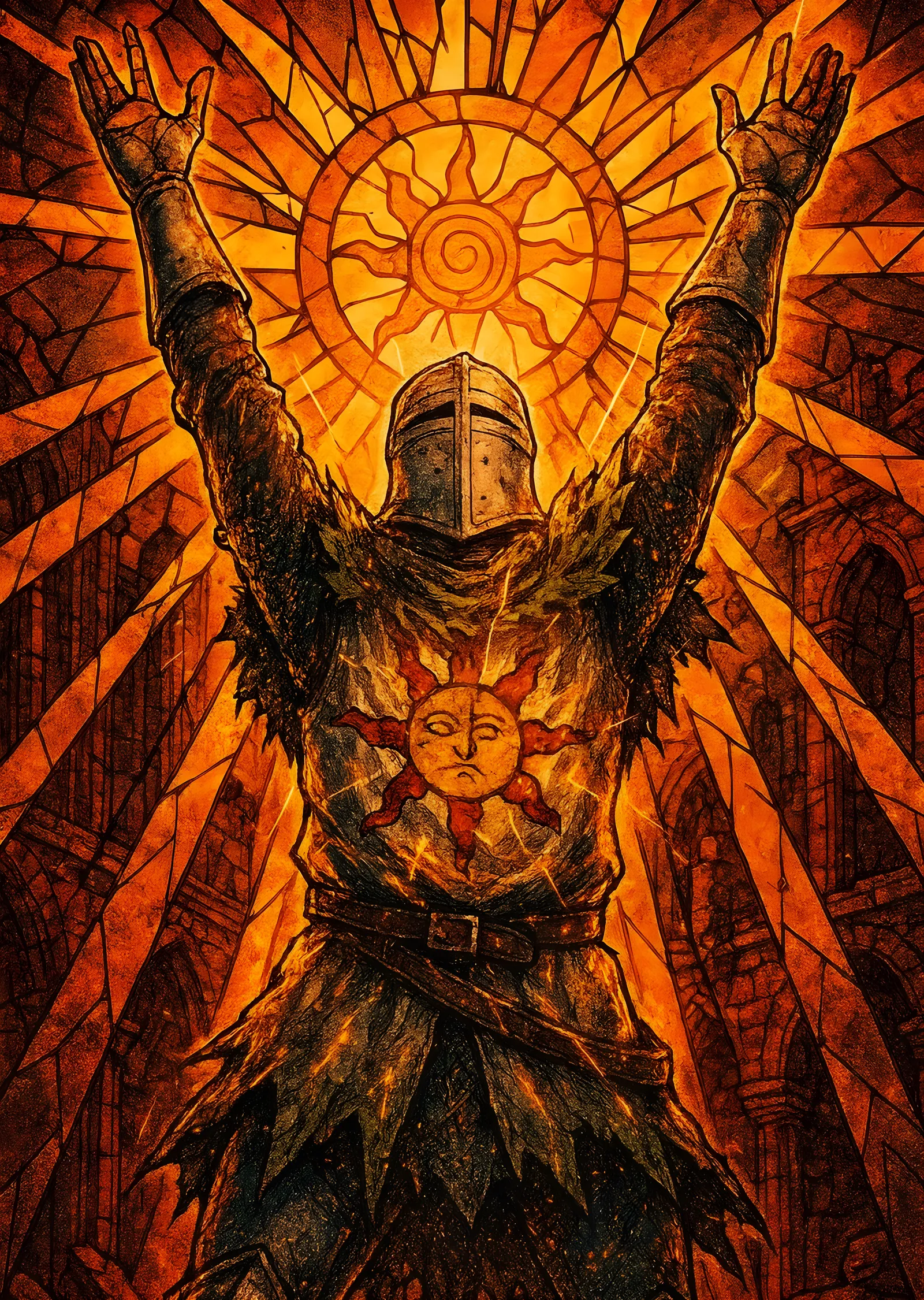 Dark Souls: Solaire Vitray metal tablo