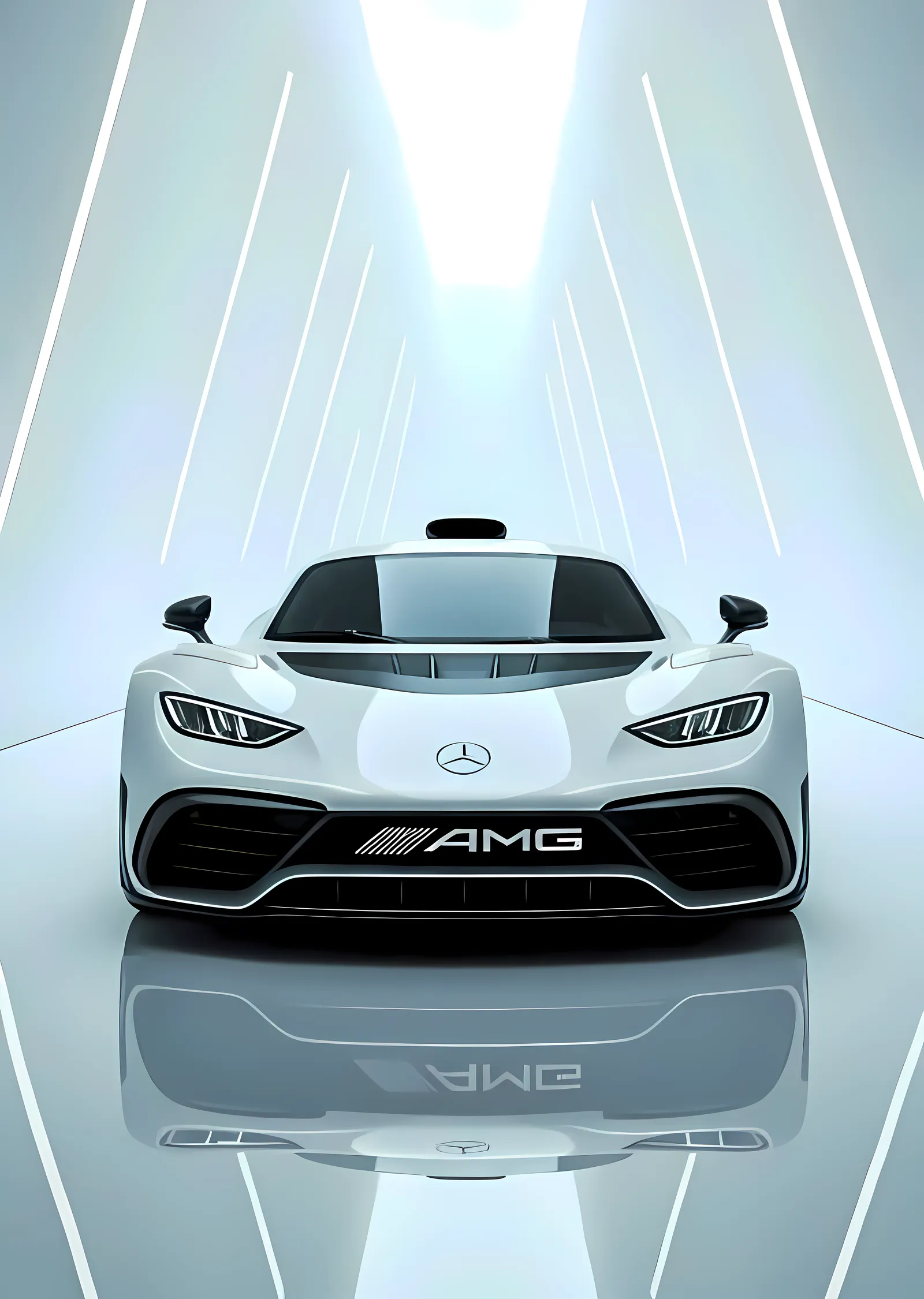 Mercedes-AMG Beyaz Spor Araba metal tablo